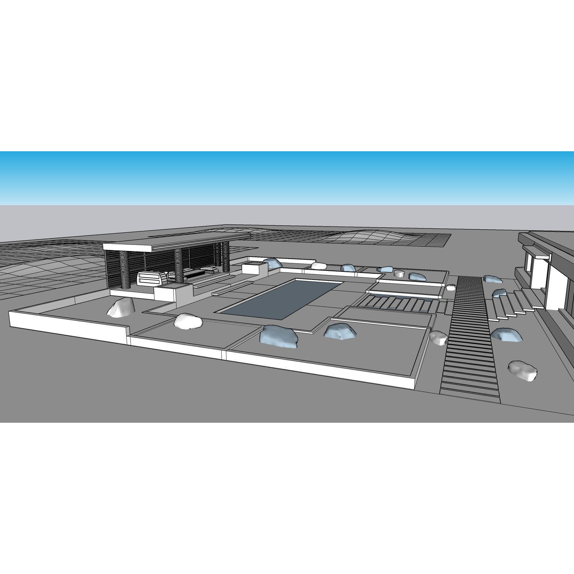 Modern Villa 3D Model – Minimalist Concrete Architecture with Luxury Landscape - View 72