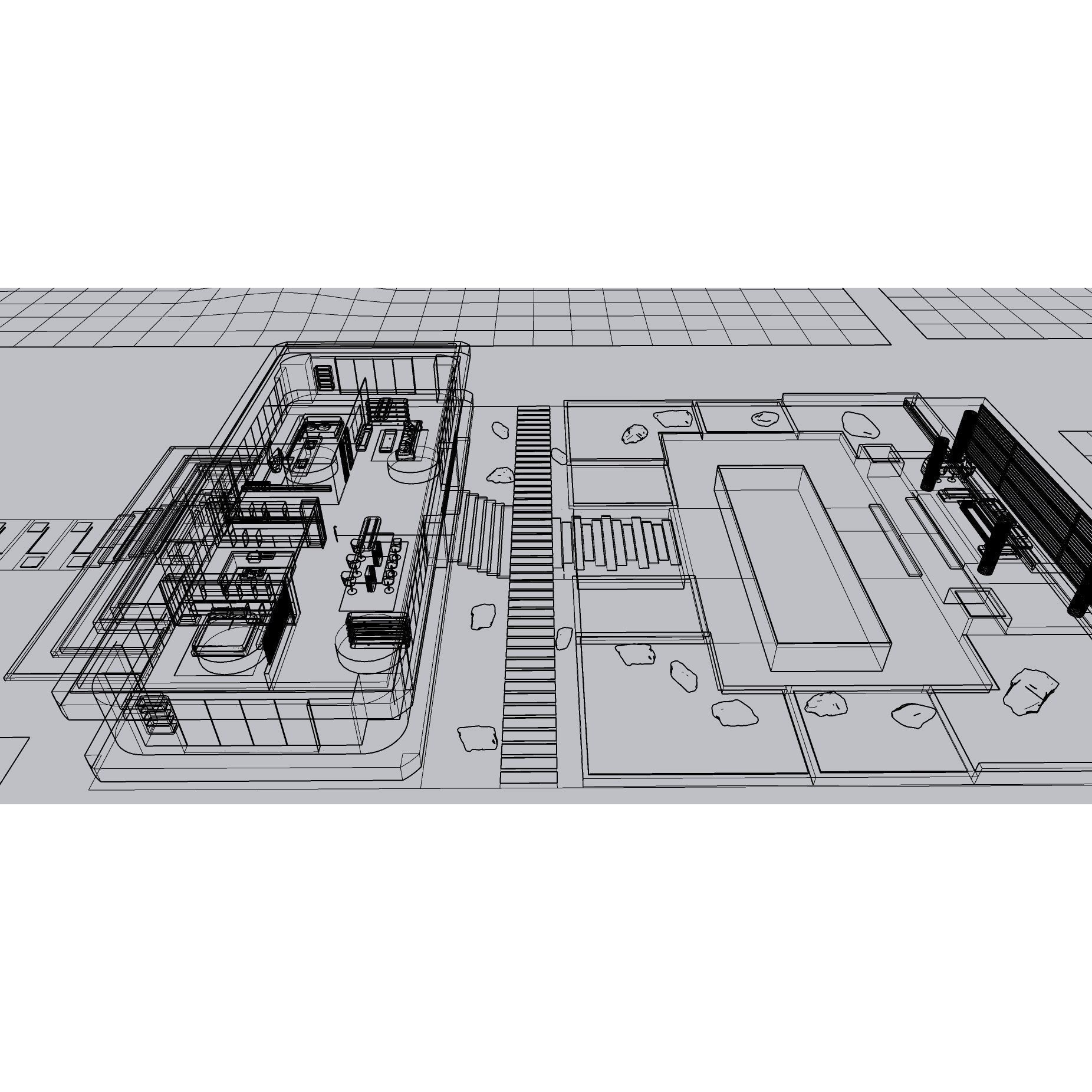 Modern Villa 3D Model – Minimalist Concrete Architecture with Luxury Landscape - View 76
