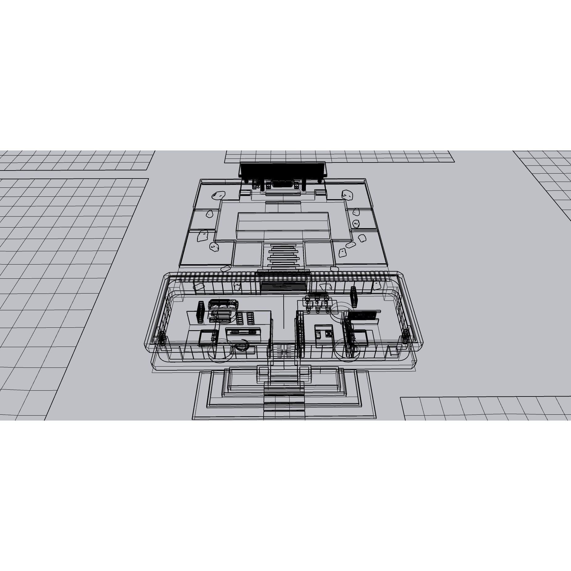 Modern Villa 3D Model – Minimalist Concrete Architecture with Luxury Landscape - View 77