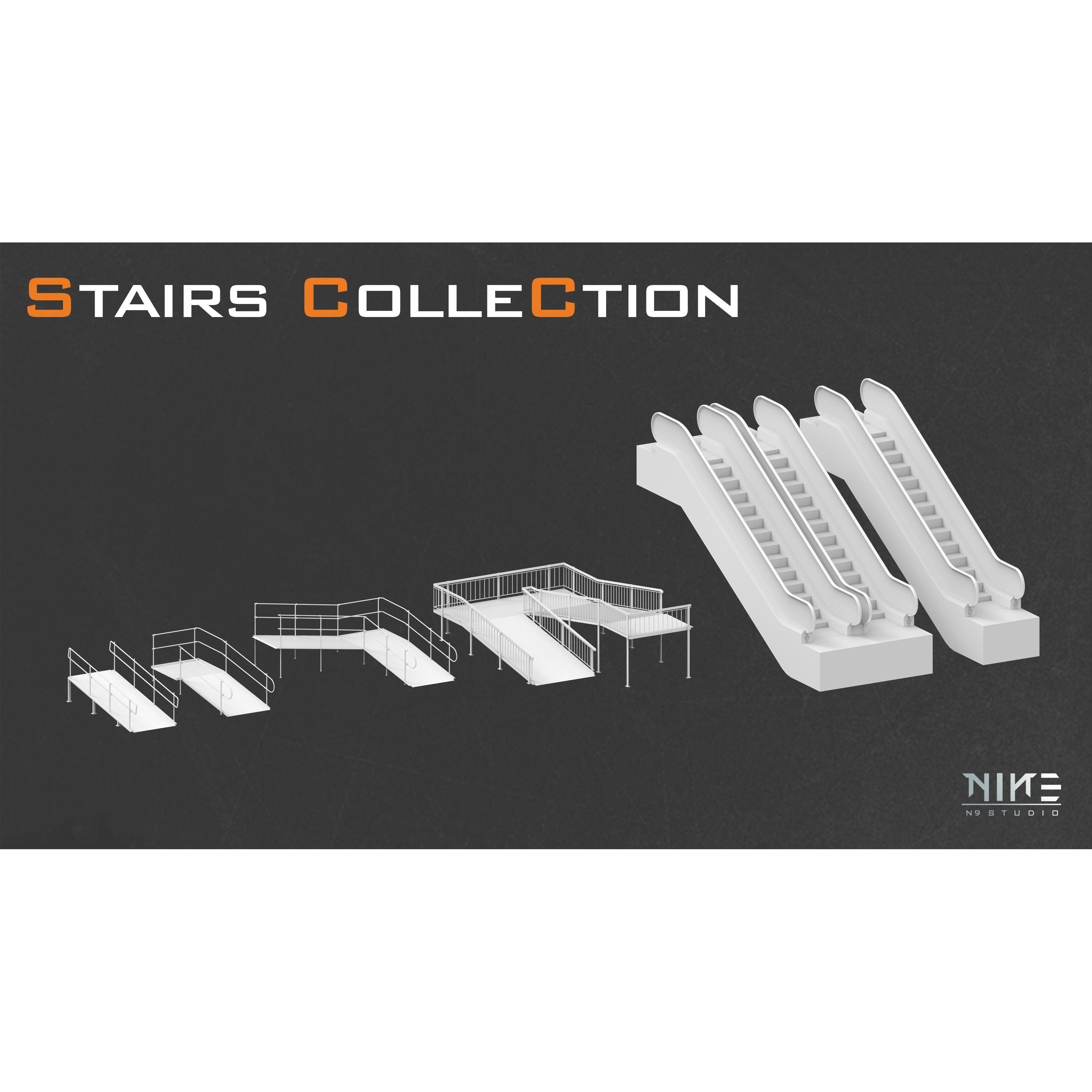 Stairs 3D Model – Diverse Collection of Game-Ready Assets, FBX, OBJ