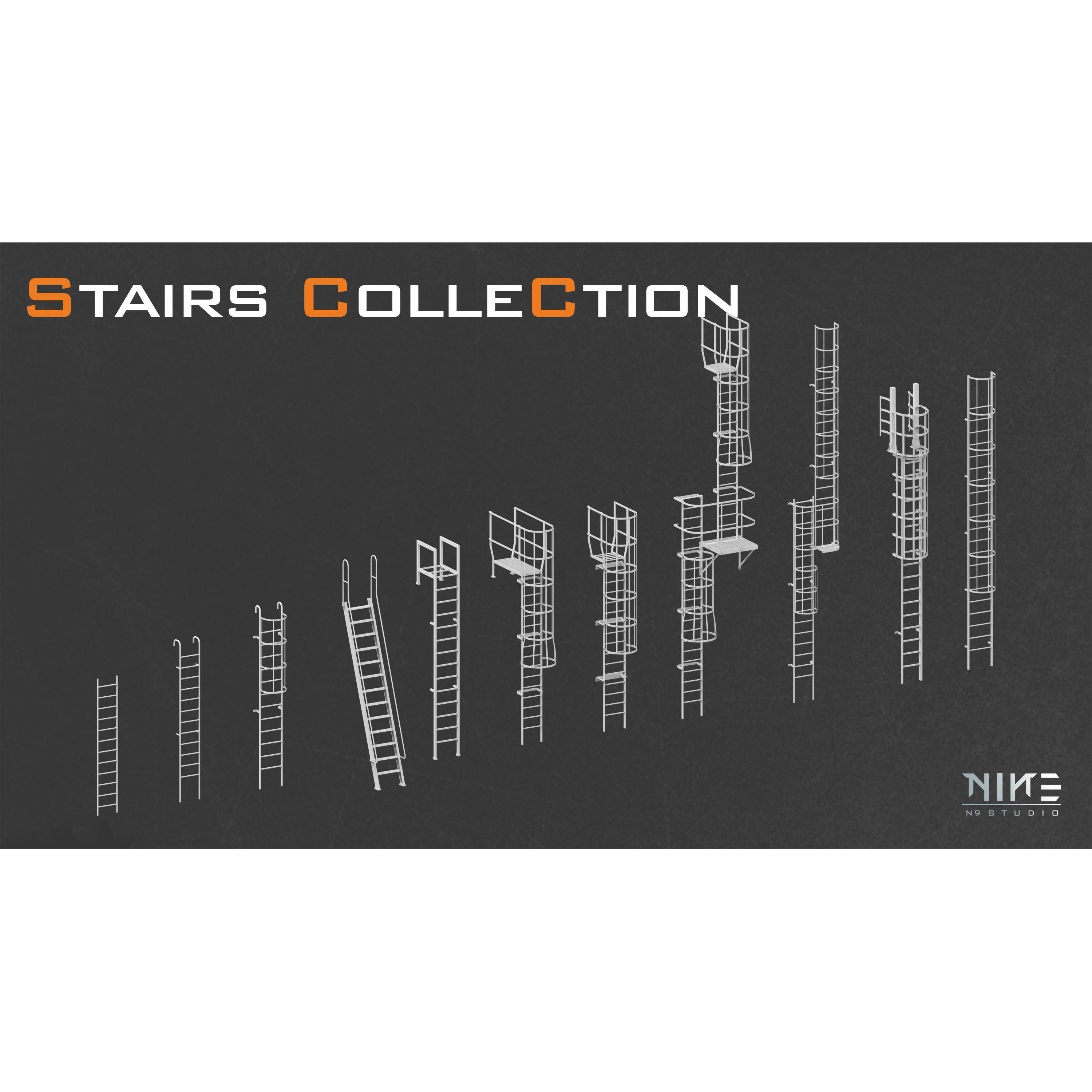 Stairs 3D Model – Diverse Collection of Game-Ready Assets, FBX, OBJ - View 11