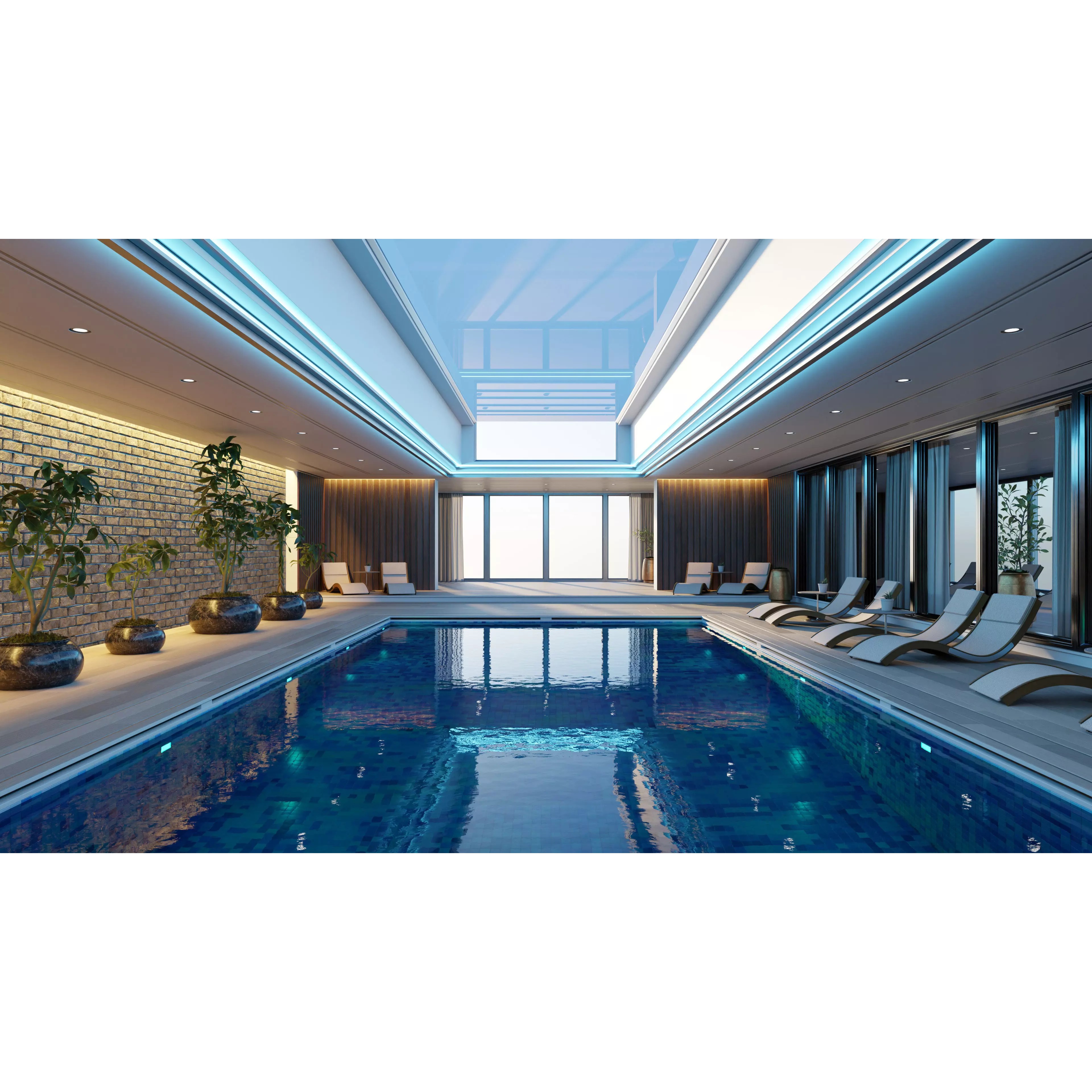 Ultramodern Luxury Swimming Pool 3D Model – High Poly, PBR, Blender, FBX, OBJ - View 2
