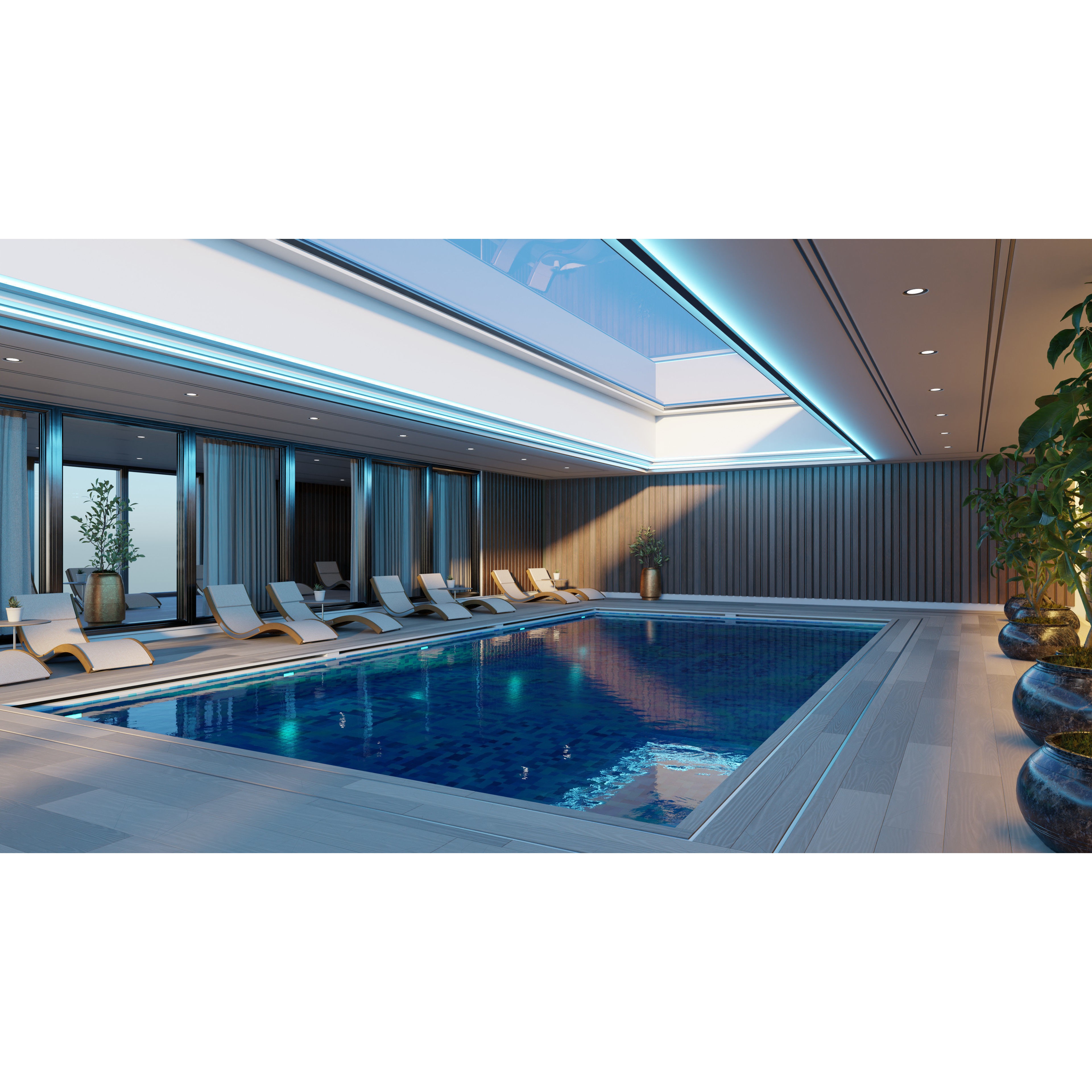 Ultramodern Luxury Swimming Pool 3D Model – High Poly, PBR, Blender, FBX, OBJ - View 3