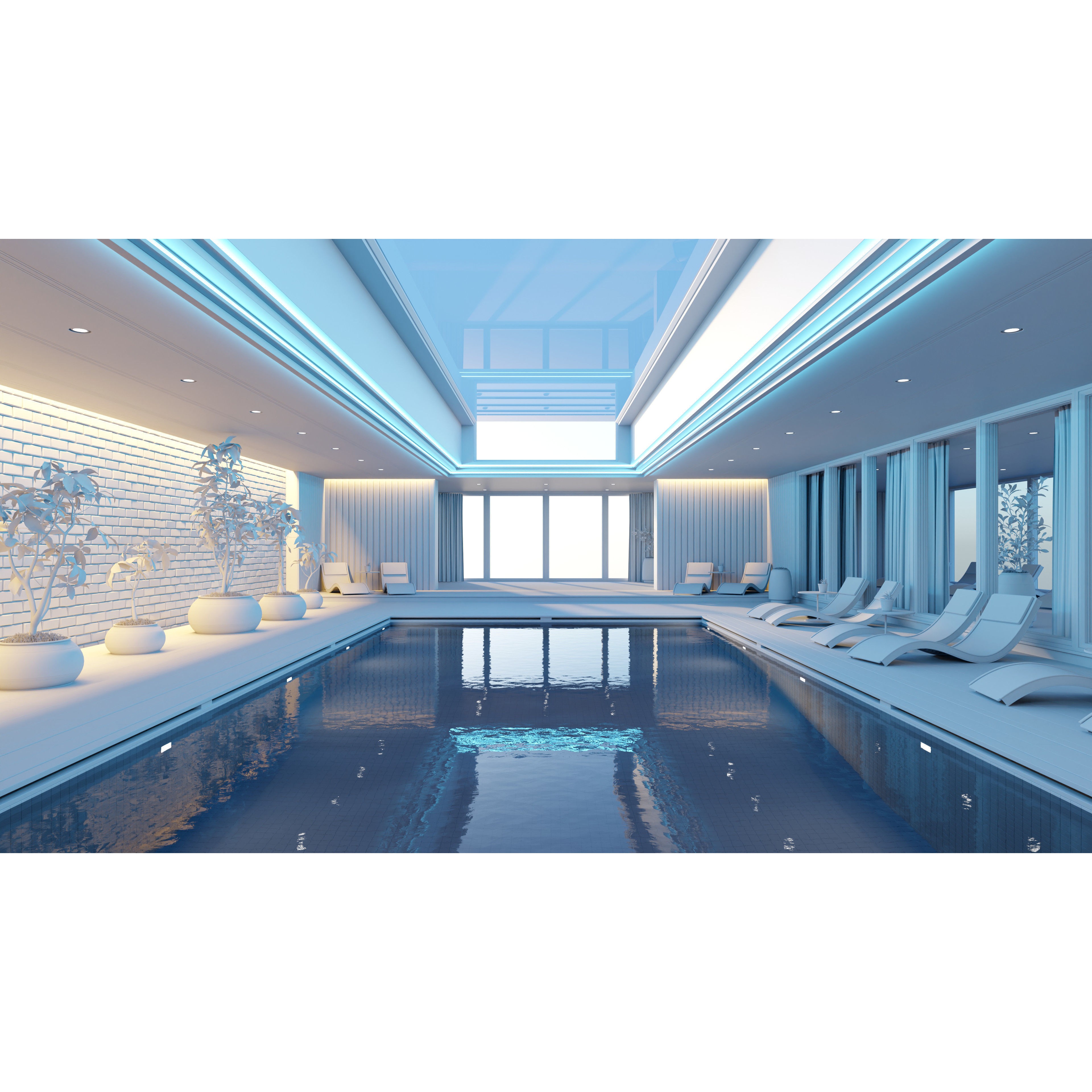 Ultramodern Luxury Swimming Pool 3D Model – High Poly, PBR, Blender, FBX, OBJ - View 7