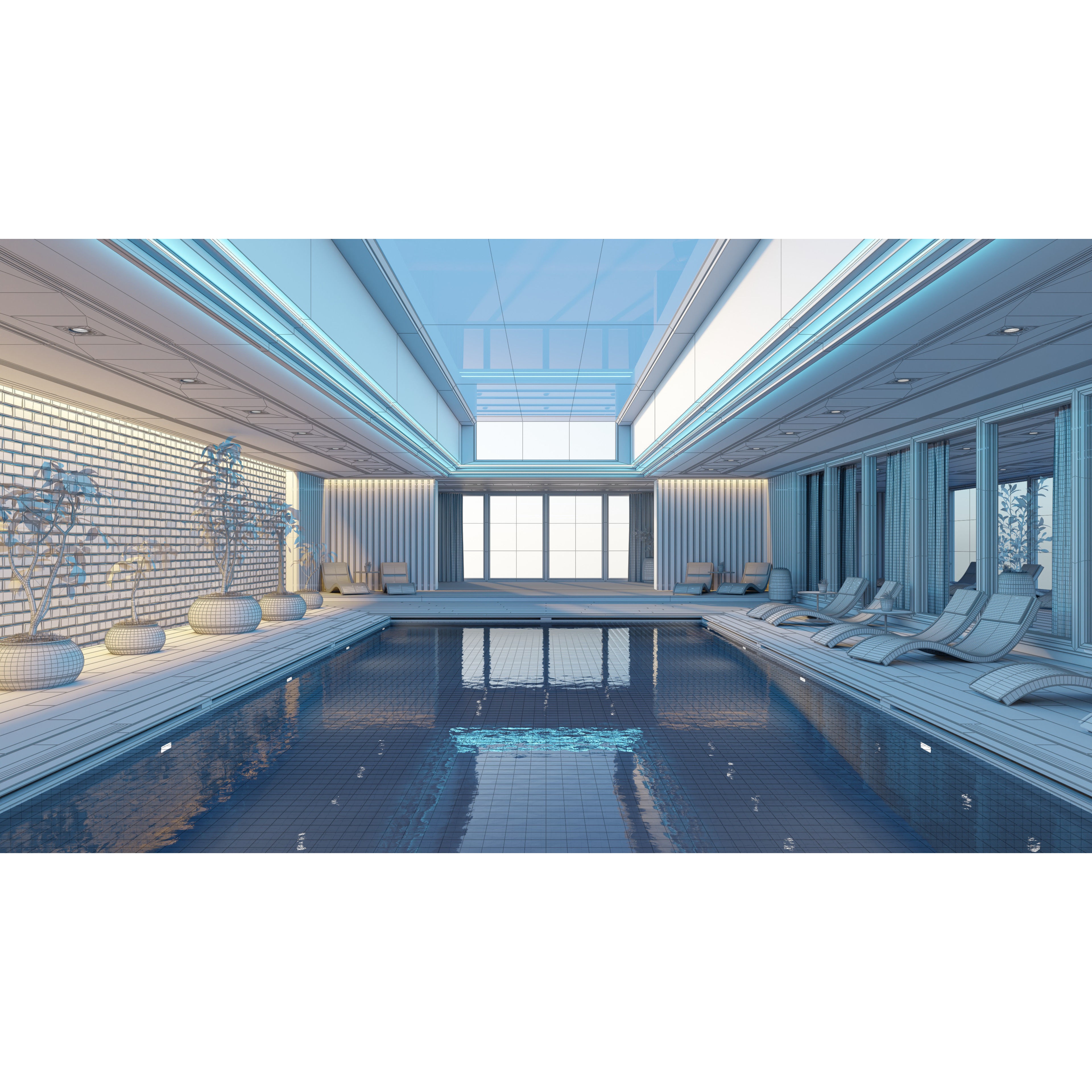 Ultramodern Luxury Swimming Pool 3D Model – High Poly, PBR, Blender, FBX, OBJ - View 8