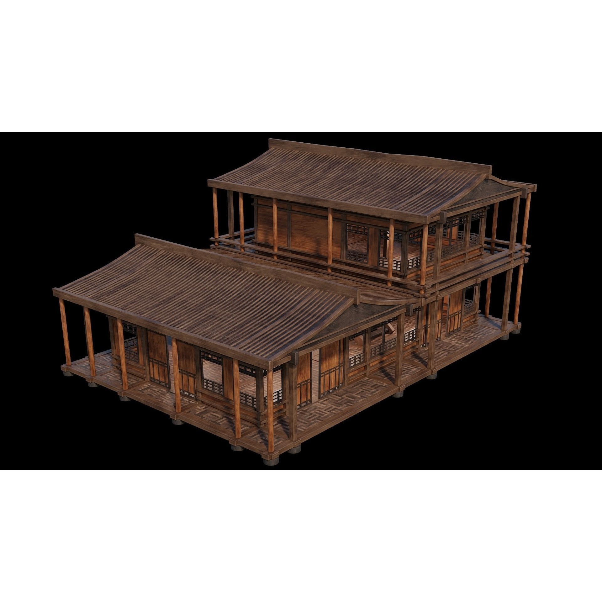 Medieval Houses 3D Model – Low Poly Game Ready with 4K Textures