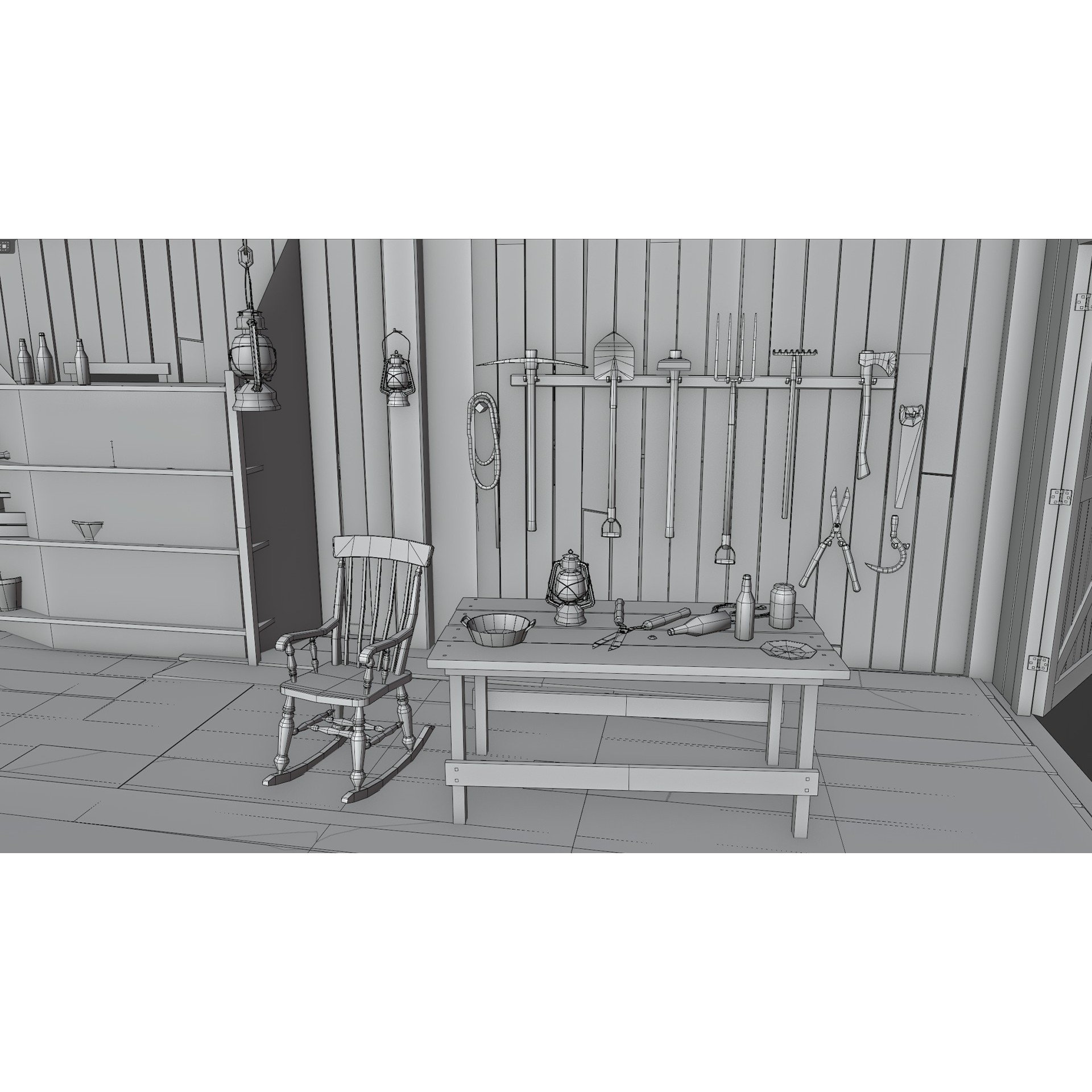 Old Hybrid Barn 3D Model – Low Poly Architectural Asset, PBR Textures