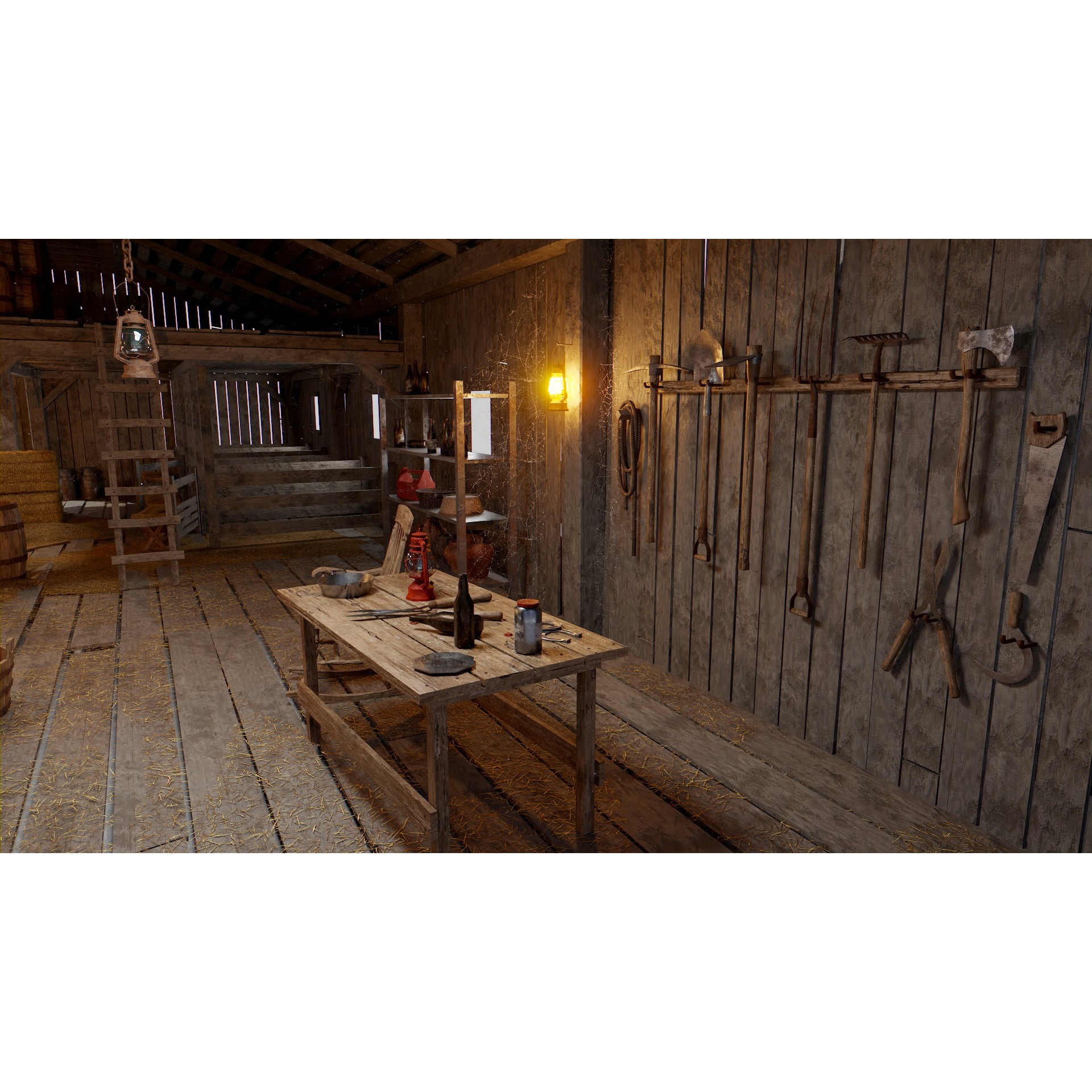 Old Hybrid Barn 3D Model – Low Poly Architectural Asset, PBR Textures - View 12