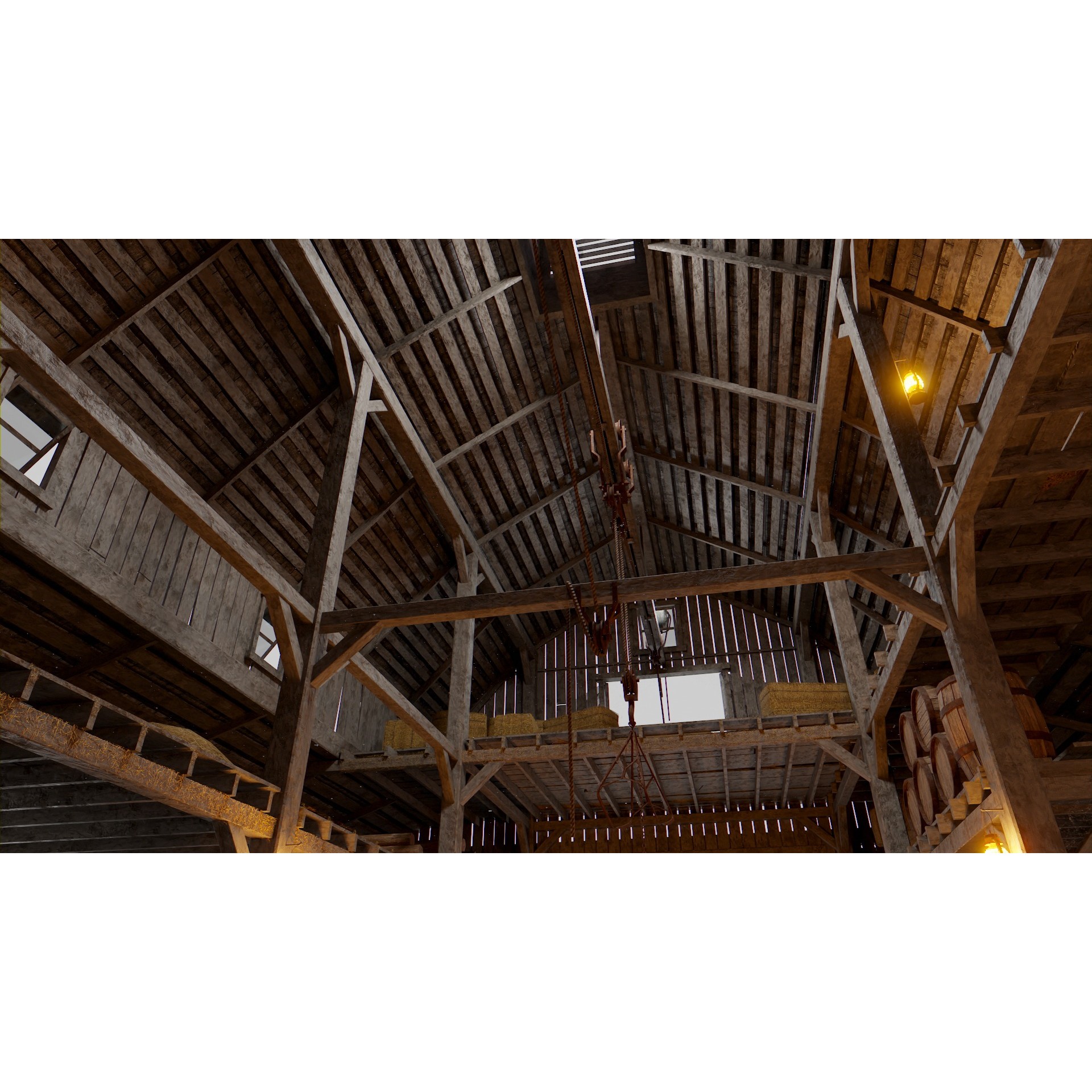 Old Hybrid Barn 3D Model – Low Poly Architectural Asset, PBR Textures - View 13