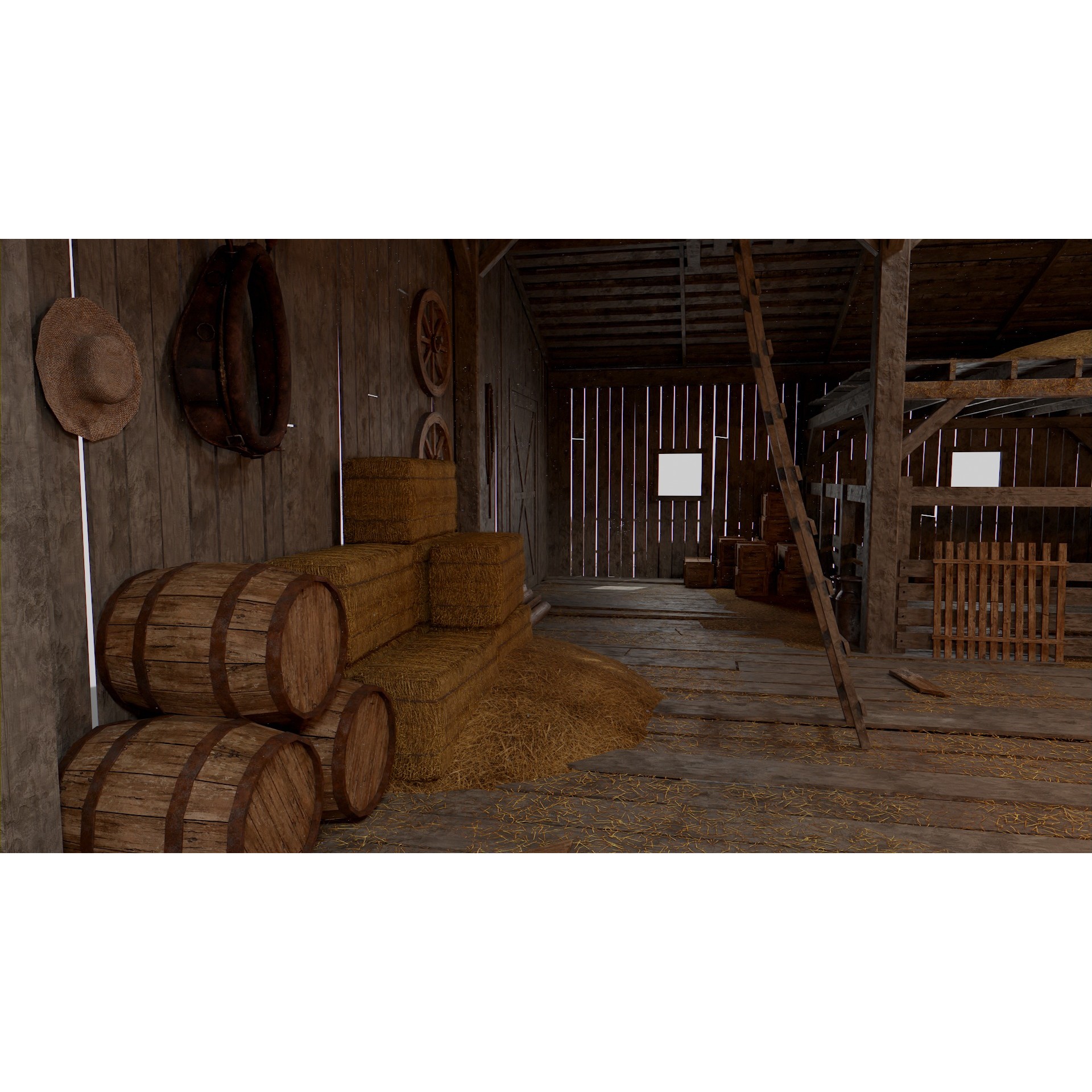 Old Hybrid Barn 3D Model – Low Poly Architectural Asset, PBR Textures - View 14