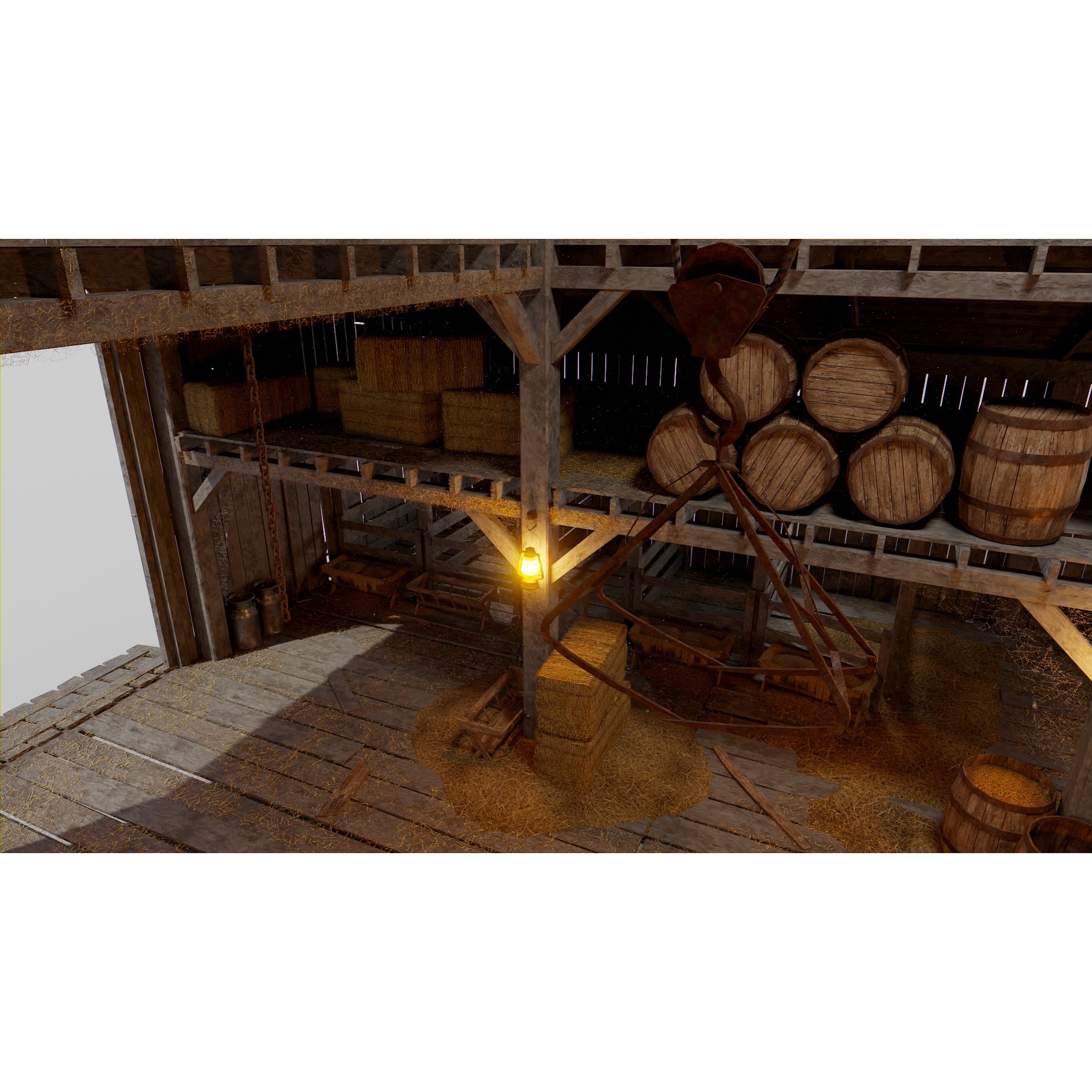 Old Hybrid Barn 3D Model – Low Poly Architectural Asset, PBR Textures - View 15