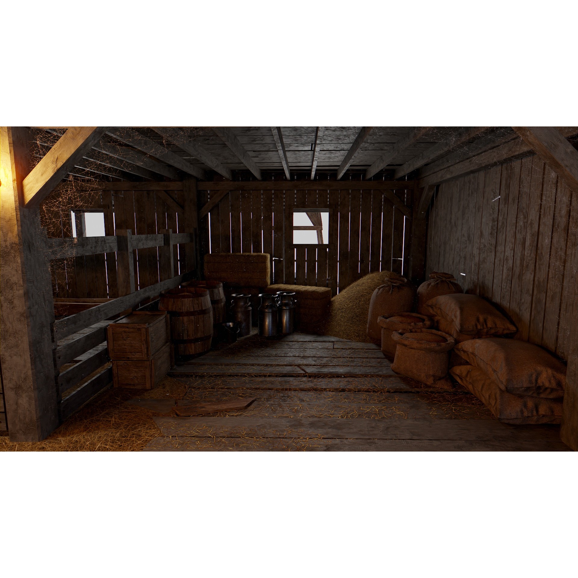Old Hybrid Barn 3D Model – Low Poly Architectural Asset, PBR Textures - View 7
