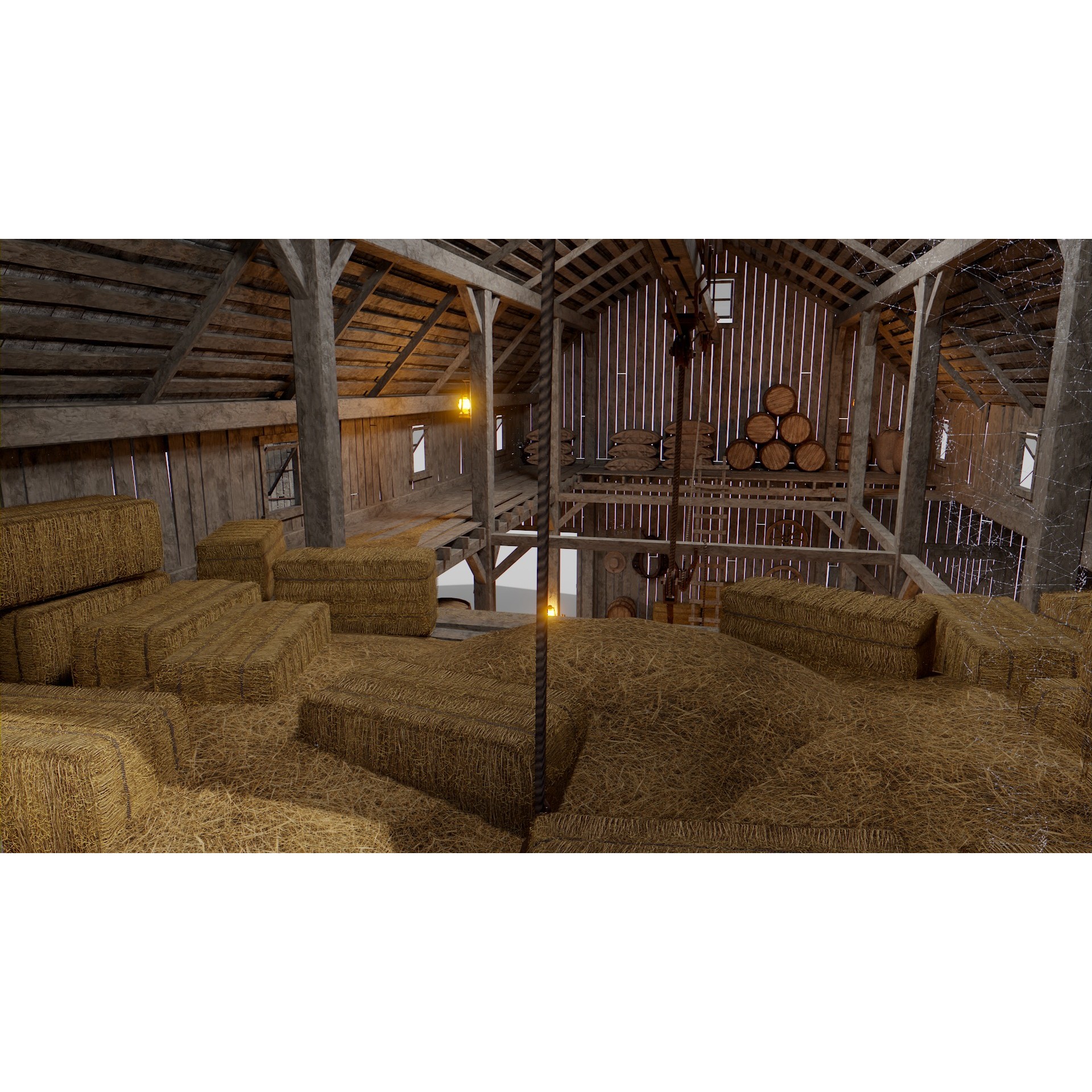 Old Hybrid Barn 3D Model – Low Poly Architectural Asset, PBR Textures - View 9