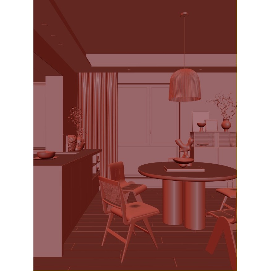 Living Room Restaurant 3D Model – Fully Textured Indoor Scene, FBX, OBJ