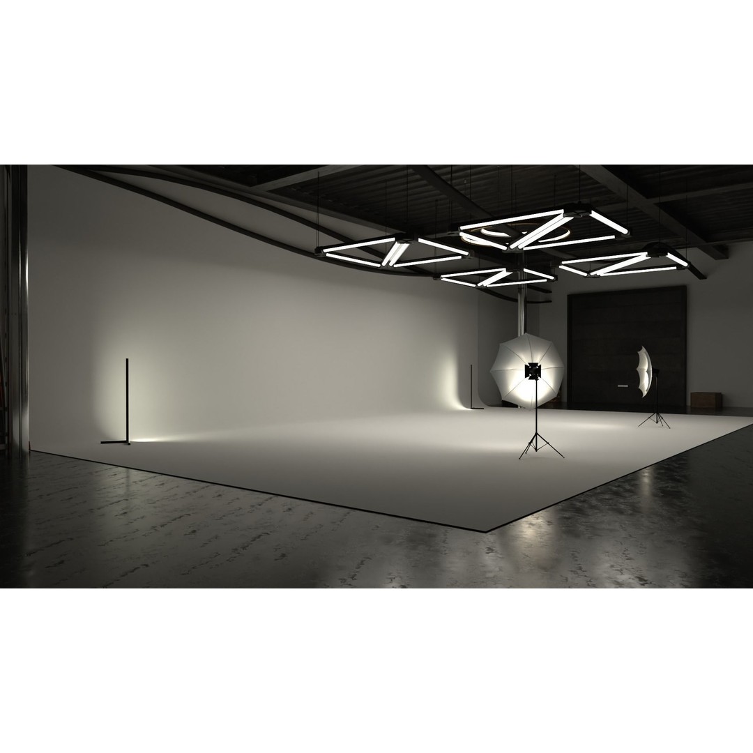Studio Environment 3D Model – Clean Design for Automotive Renders, FBX & OBJ - View 3
