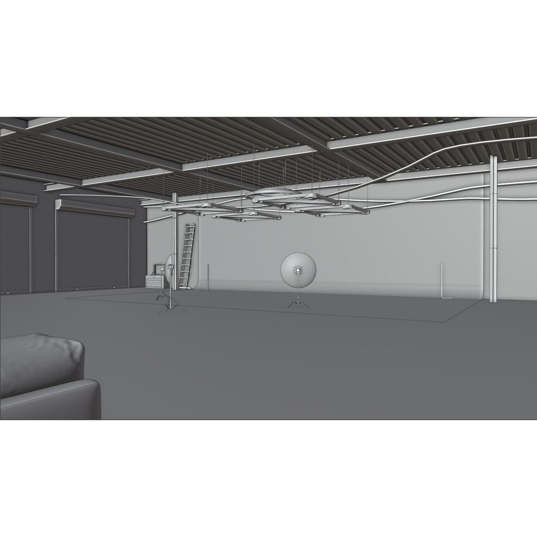Studio Environment 3D Model – Clean Design for Automotive Renders, FBX & OBJ - View 8