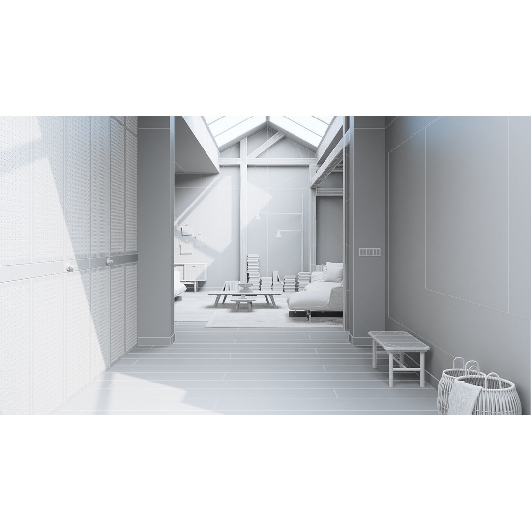 Workshop Apartment 3D Model – Modern Interior, Cinema 4D, Corona Renderer - View 19