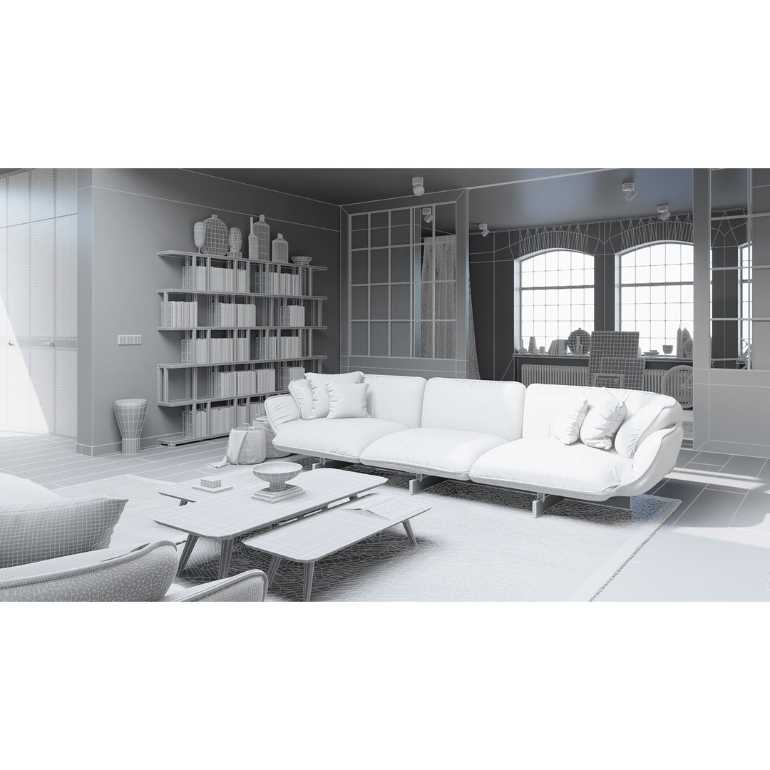 Workshop Apartment 3D Model – Modern Interior, Cinema 4D, Corona Renderer - View 20