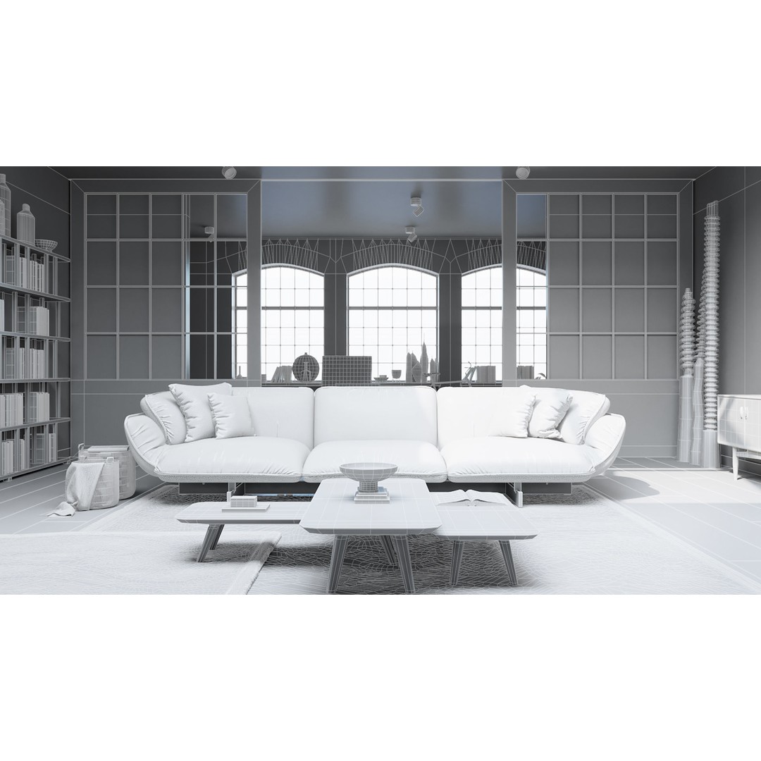 Workshop Apartment 3D Model – Modern Interior, Cinema 4D, Corona Renderer - View 23