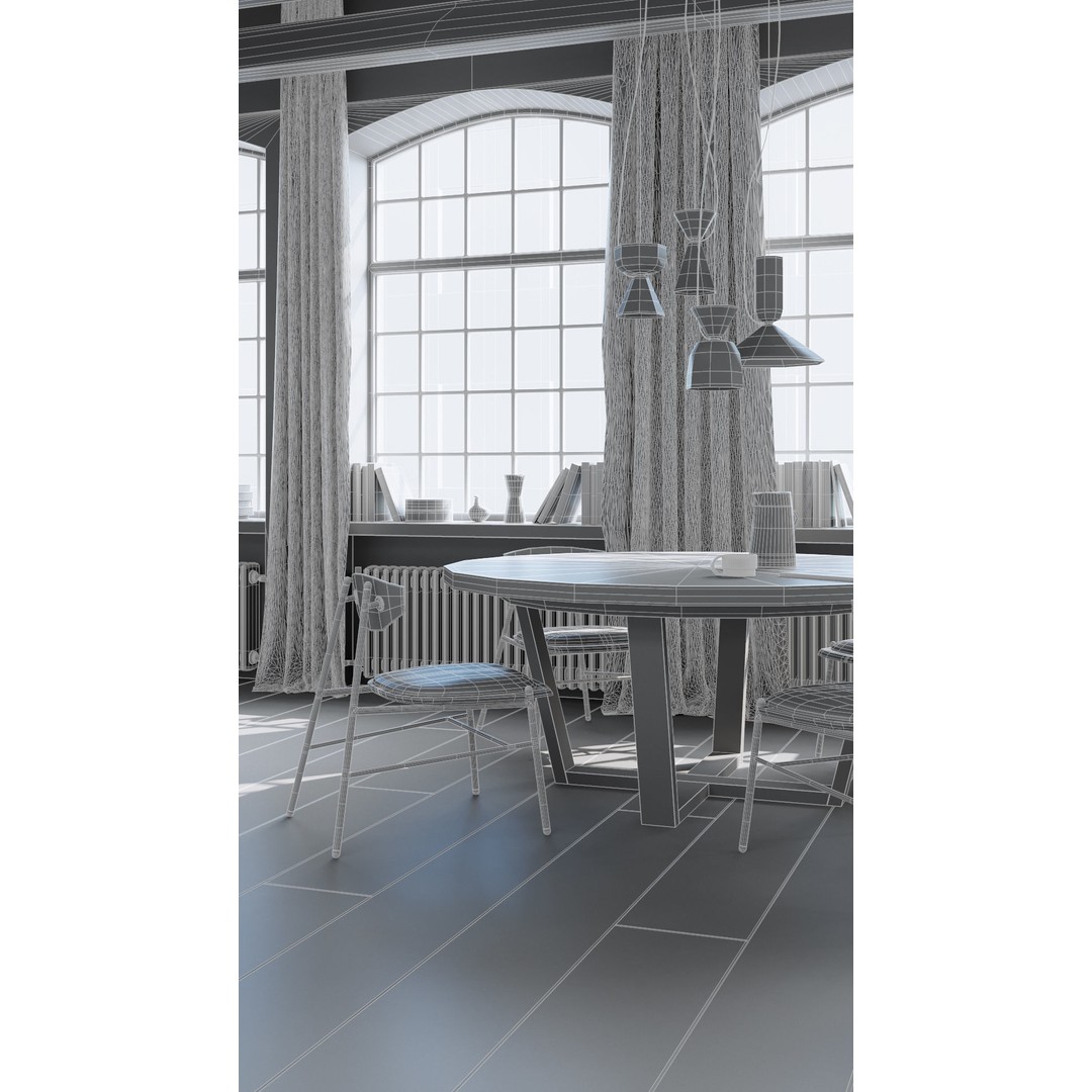 Workshop Apartment 3D Model – Modern Interior, Cinema 4D, Corona Renderer - View 29