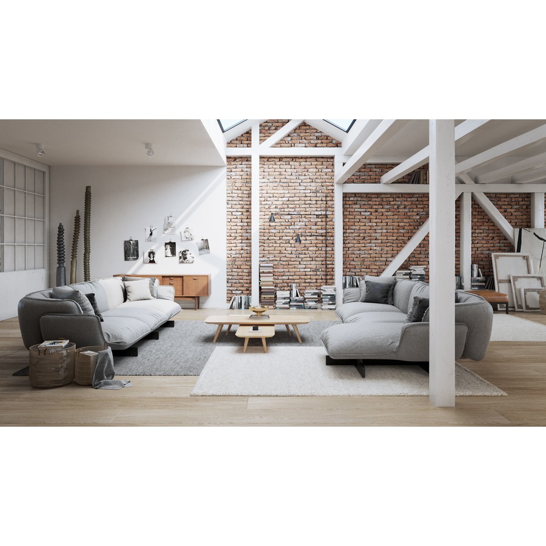 Workshop Apartment 3D Model – Modern Interior, Cinema 4D, Corona Renderer - View 3