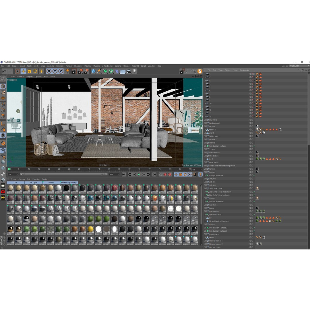 Workshop Apartment 3D Model – Modern Interior, Cinema 4D, Corona Renderer - View 30