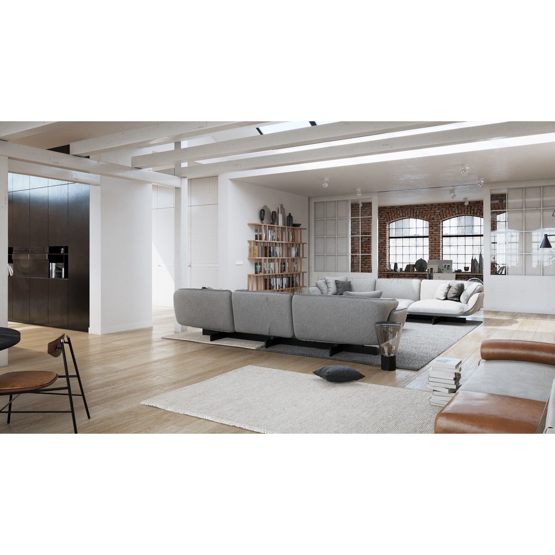 Workshop Apartment 3D Model – Modern Interior, Cinema 4D, Corona Renderer - View 8