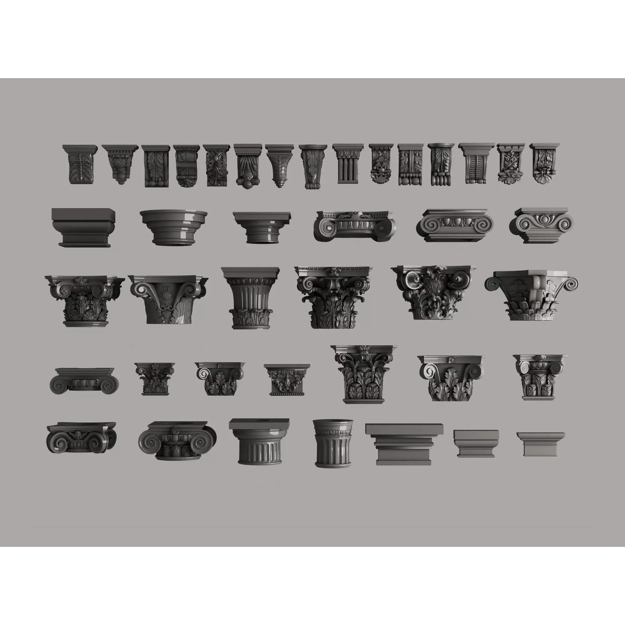 Classic Column Capital Collection - Low-Poly 3D Model