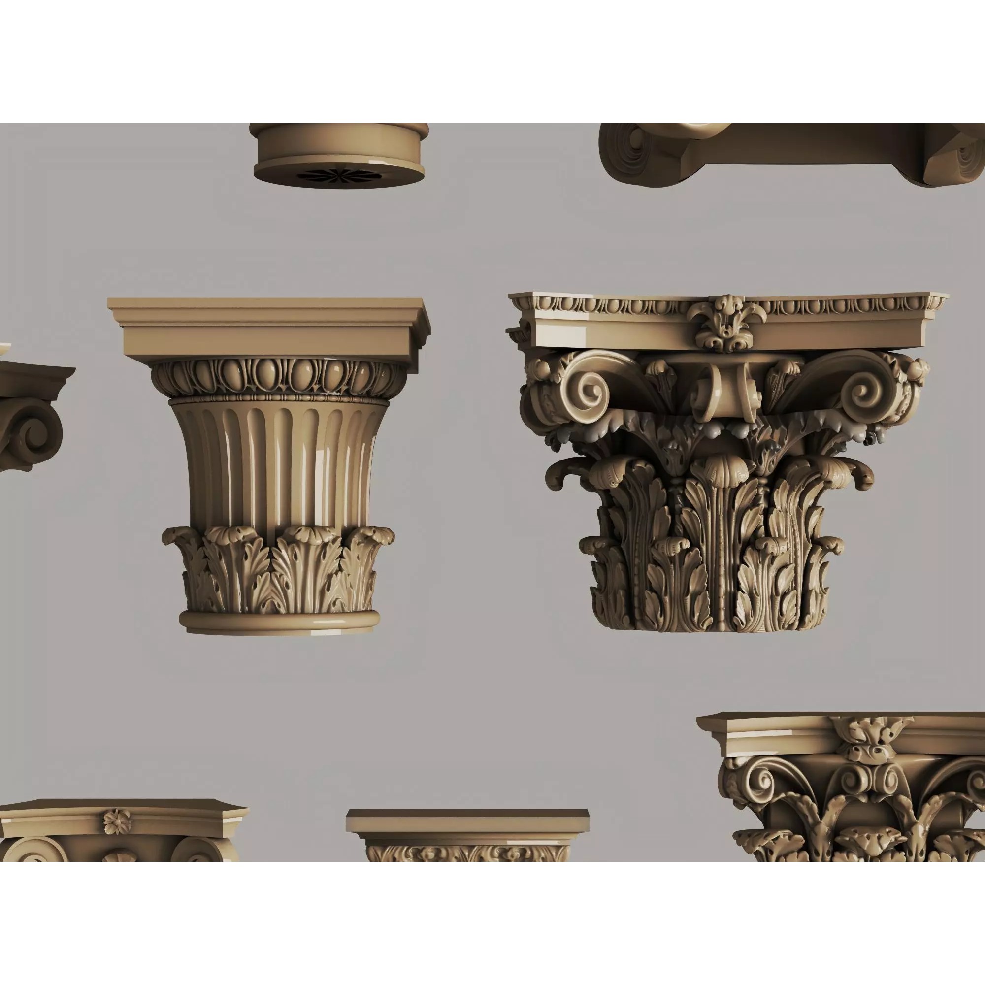 Classic Column Capital Collection - Low-Poly 3D Model - View 10