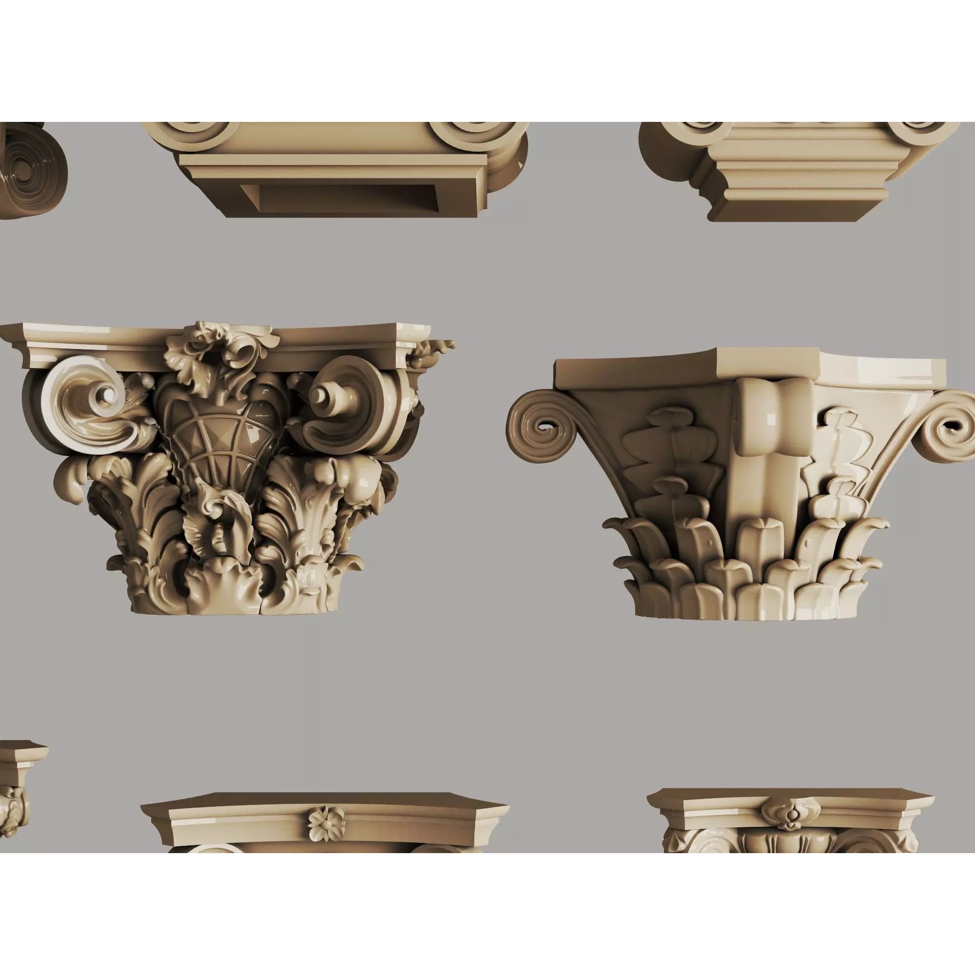 Classic Column Capital Collection - Low-Poly 3D Model - View 11