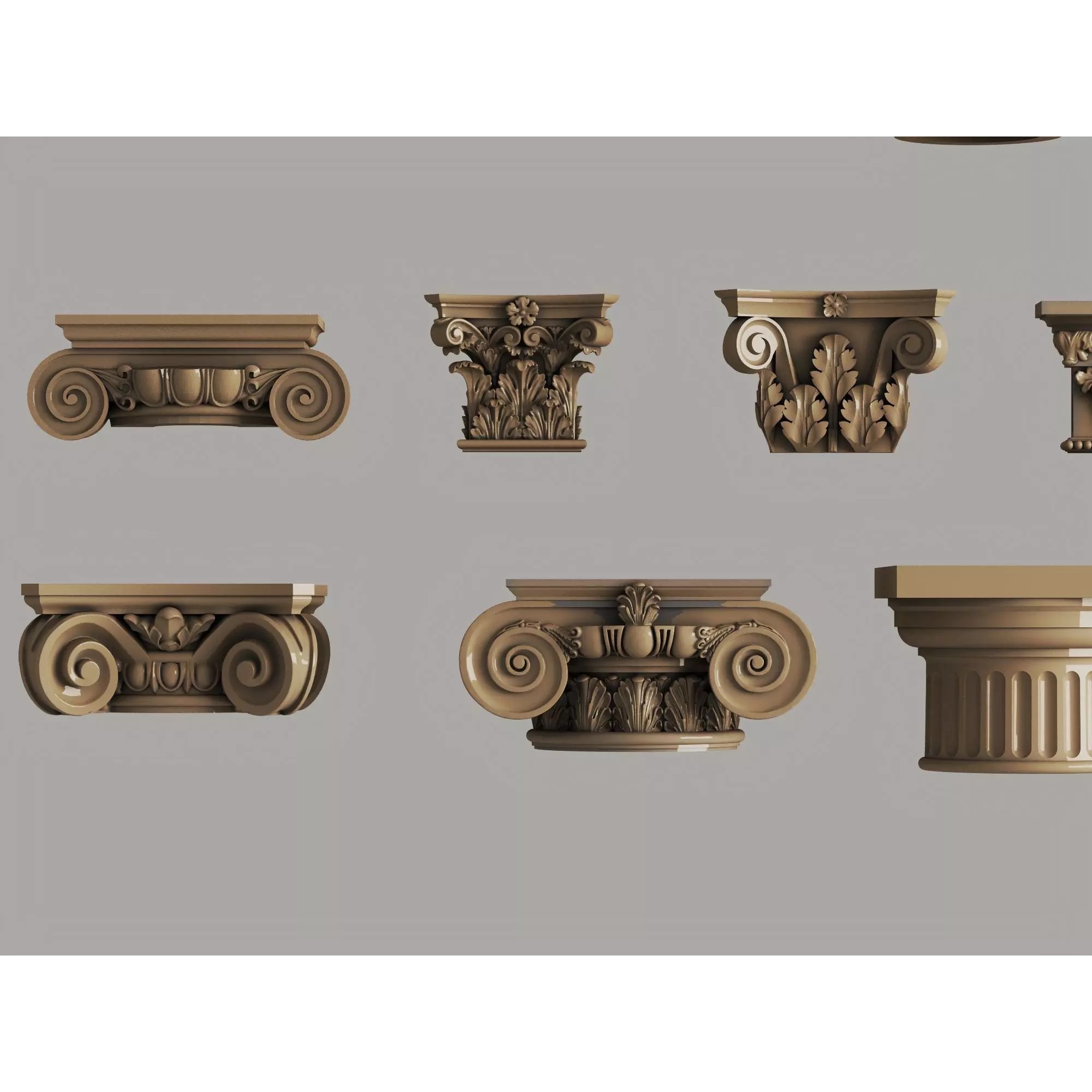 Classic Column Capital Collection - Low-Poly 3D Model - View 12