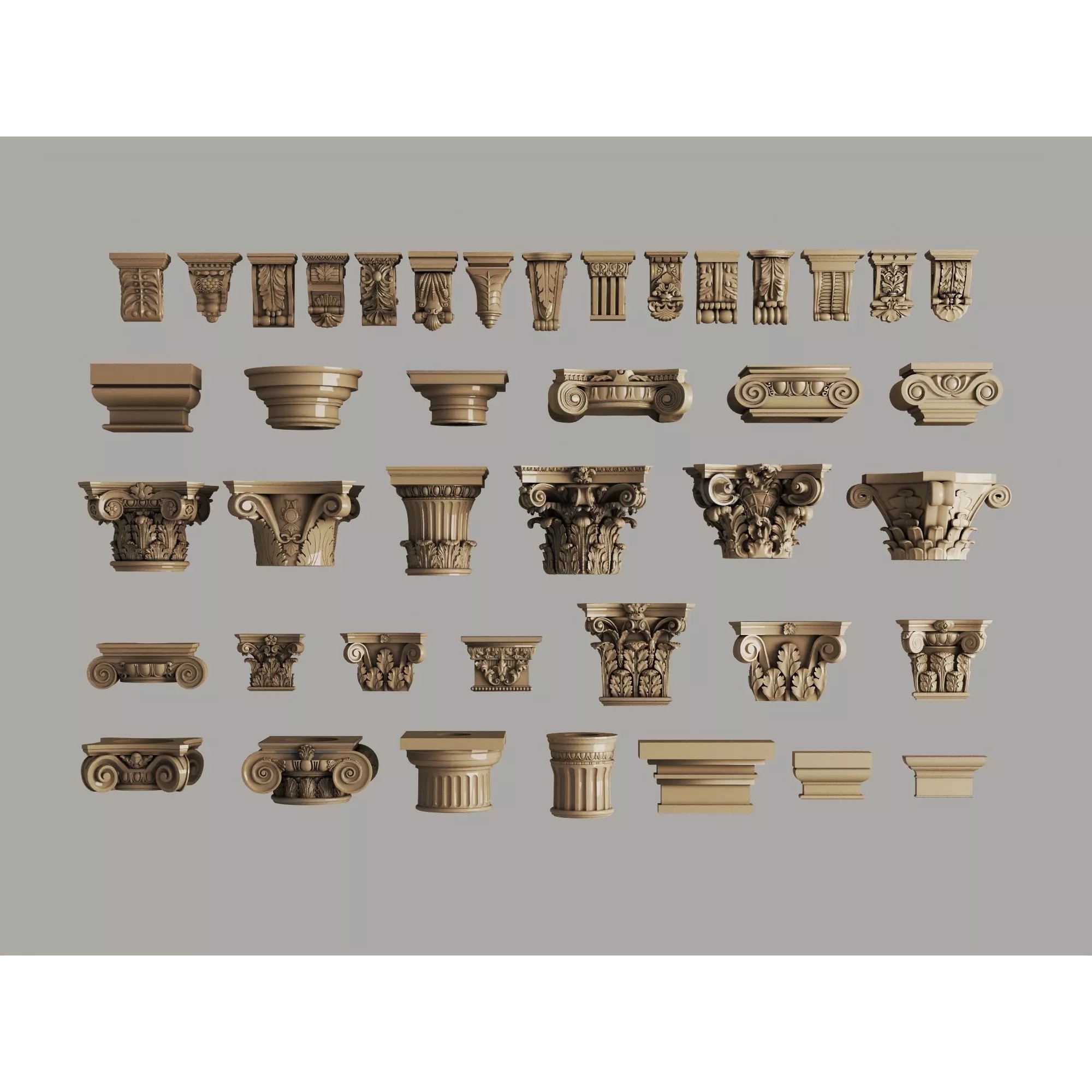 Classic Column Capital Collection - Low-Poly 3D Model - View 13
