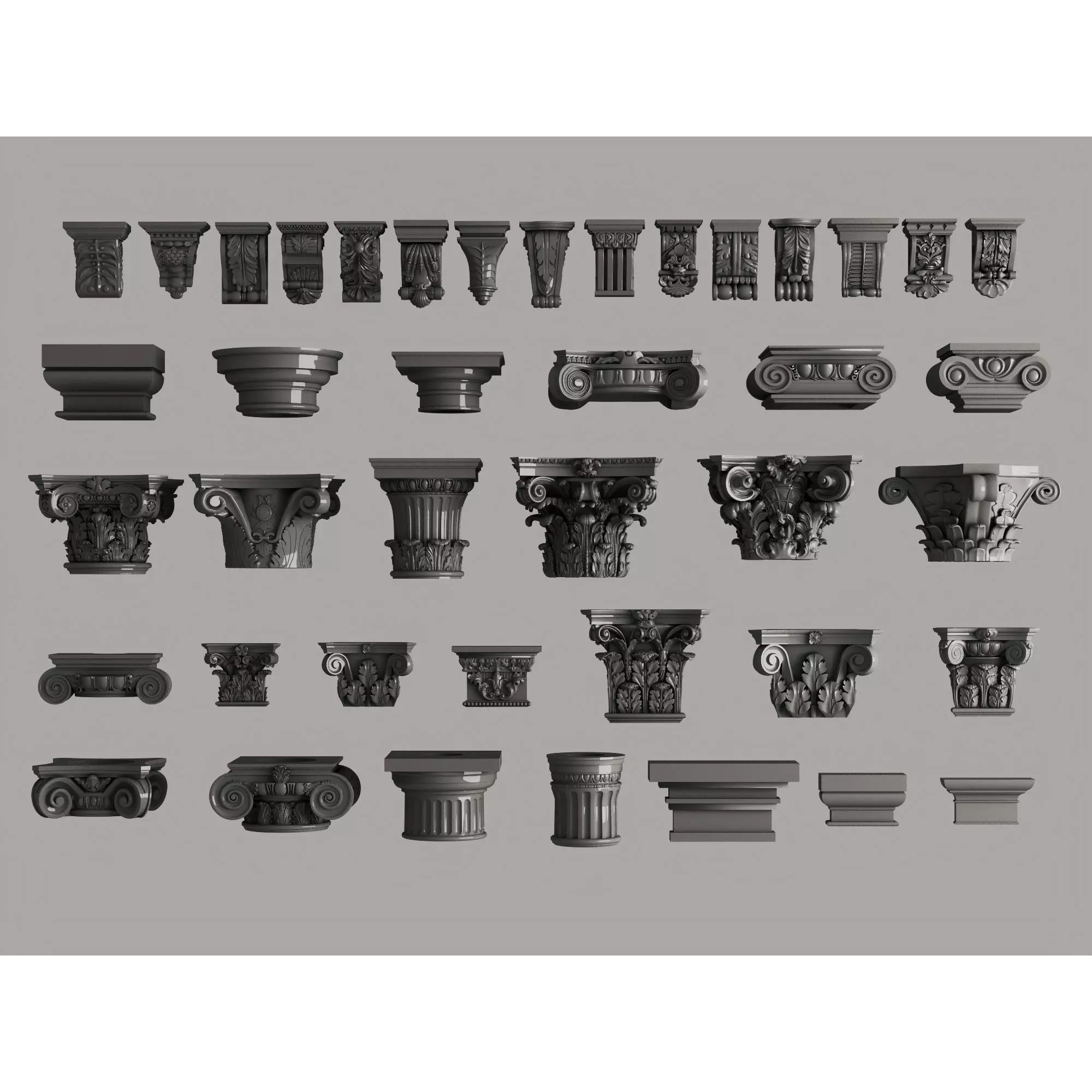 Classic Column Capital Collection - Low-Poly 3D Model - View 14