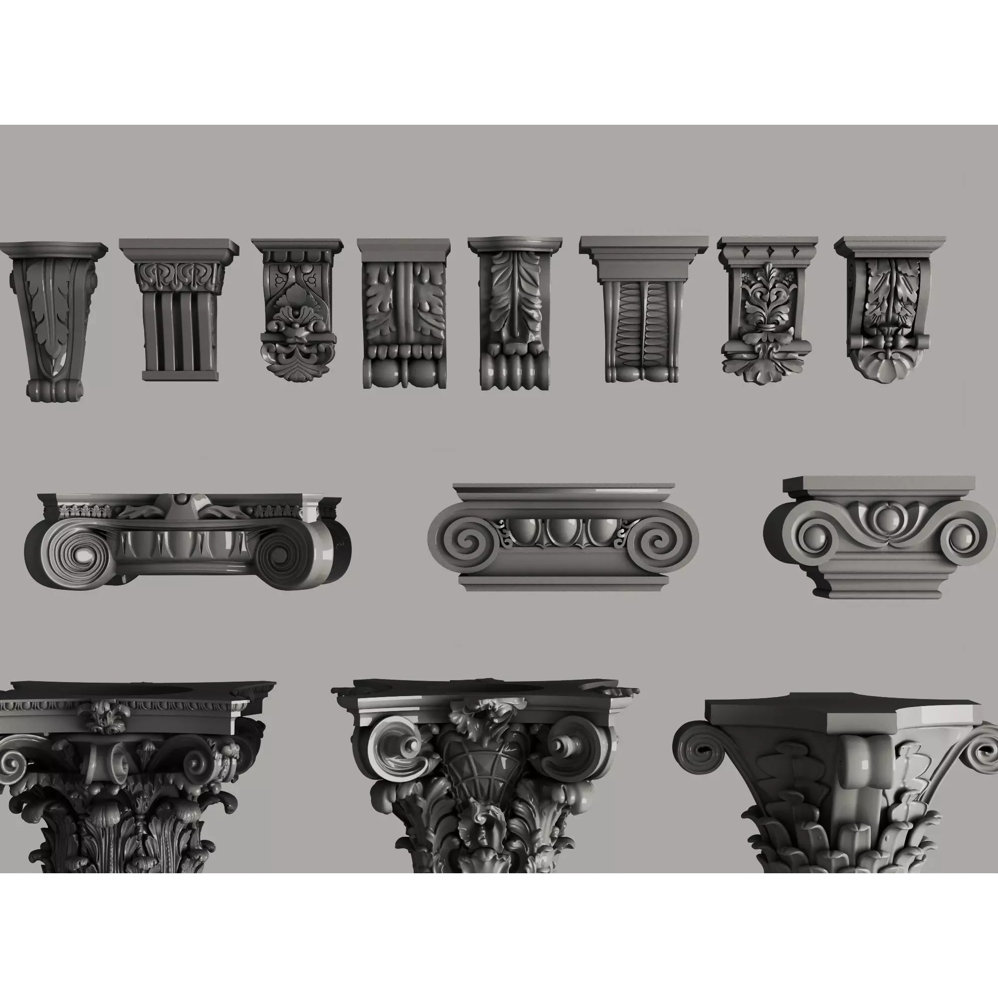 Classic Column Capital Collection - Low-Poly 3D Model - View 18