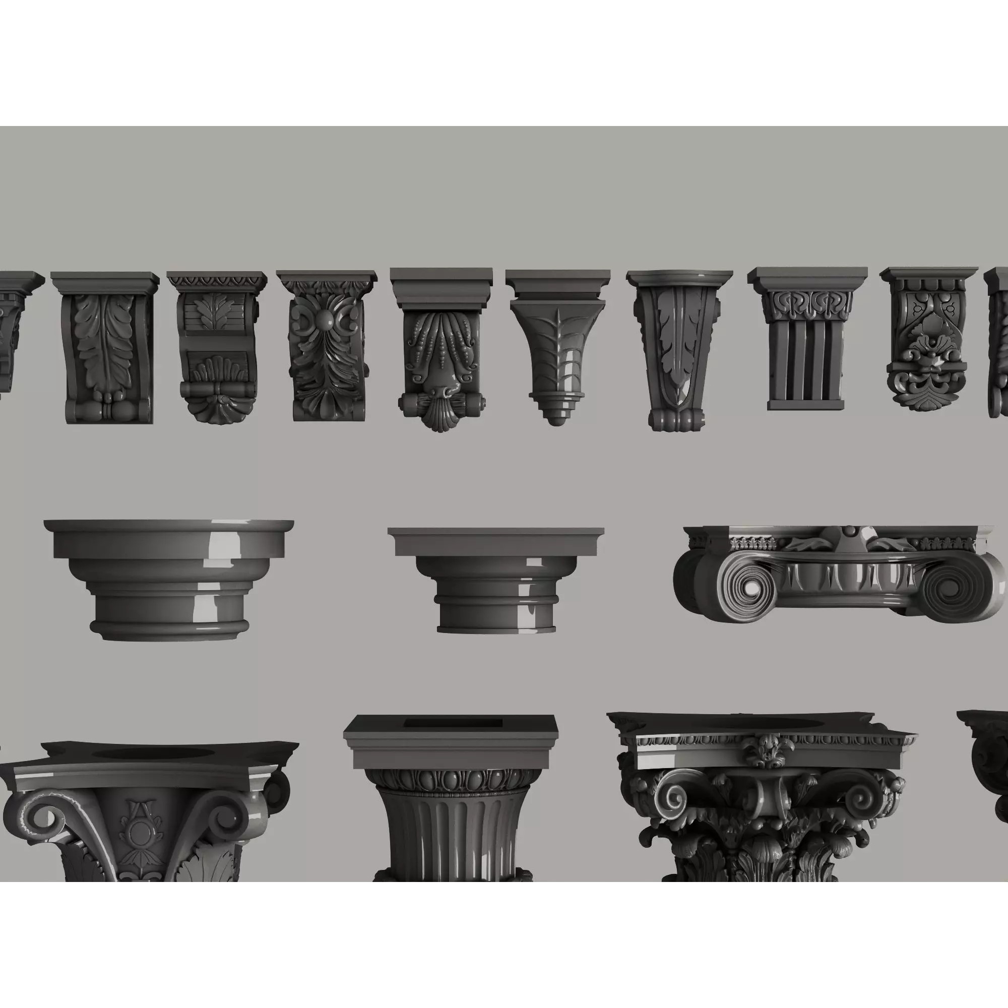 Classic Column Capital Collection - Low-Poly 3D Model - View 19
