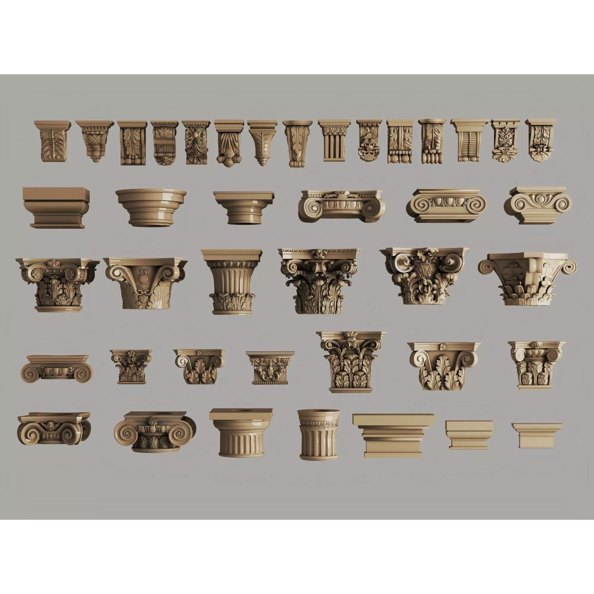 Classic Column Capital Collection - Low-Poly 3D Model - View 2