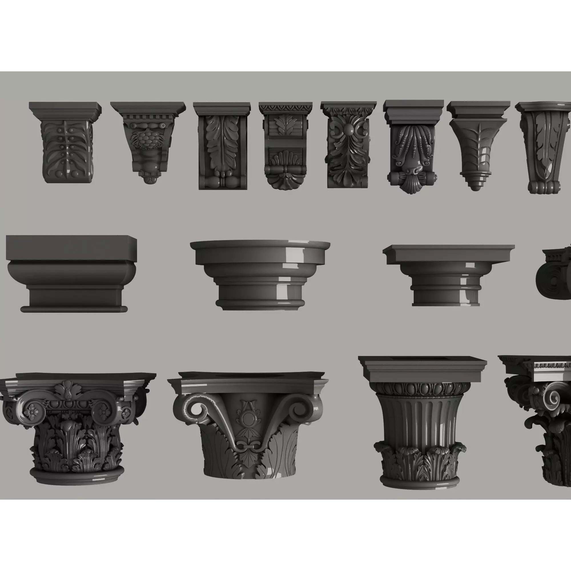 Classic Column Capital Collection - Low-Poly 3D Model - View 20