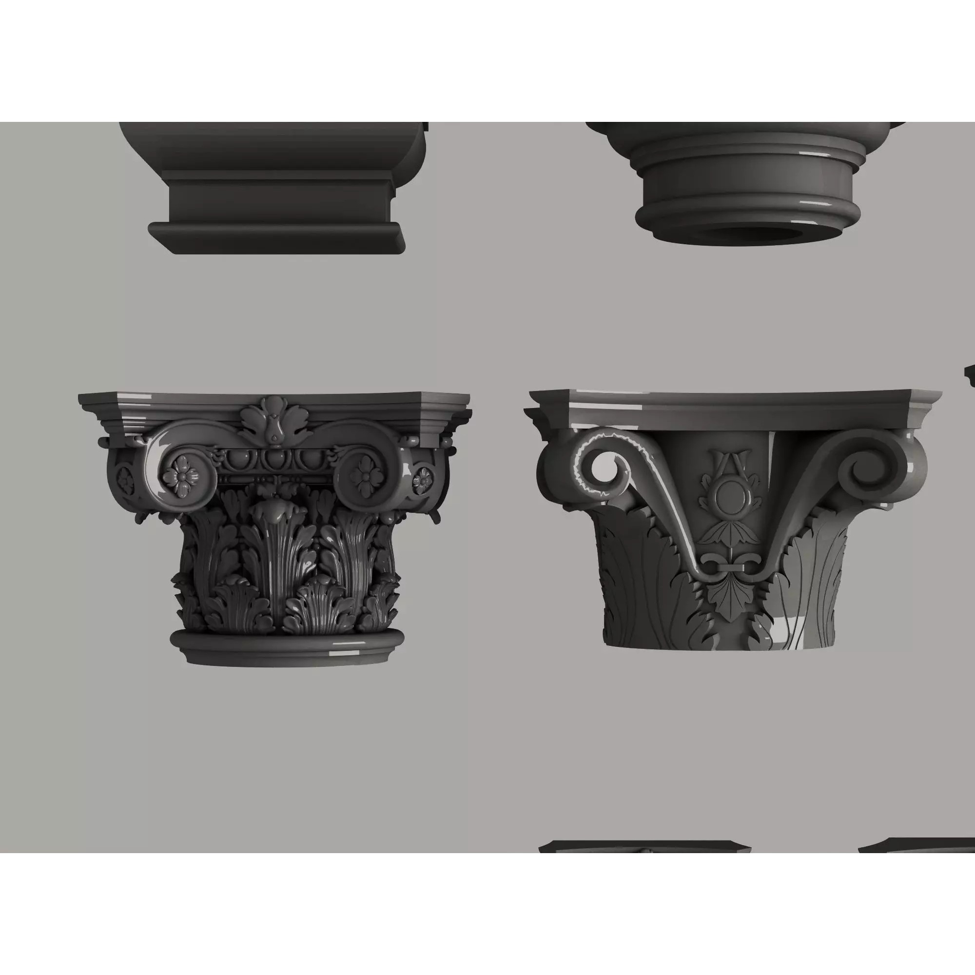 Classic Column Capital Collection - Low-Poly 3D Model - View 21