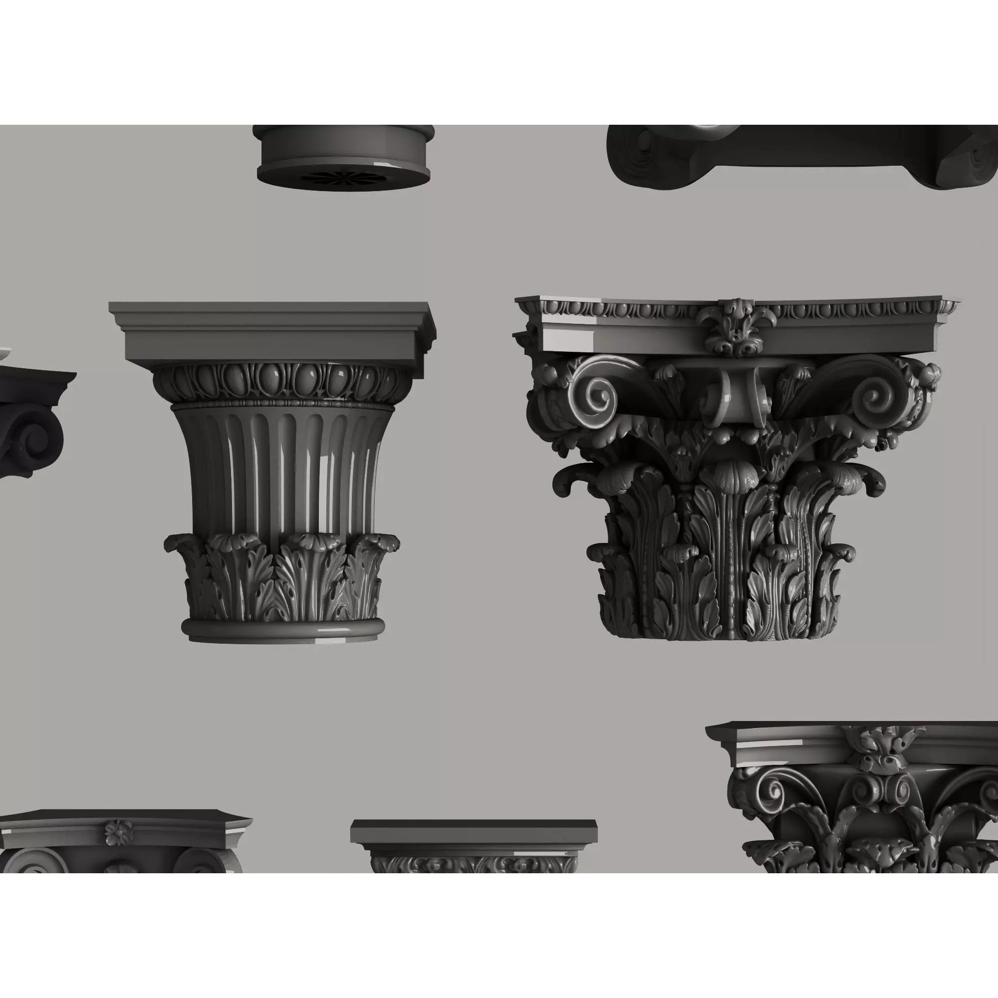 Classic Column Capital Collection - Low-Poly 3D Model - View 22