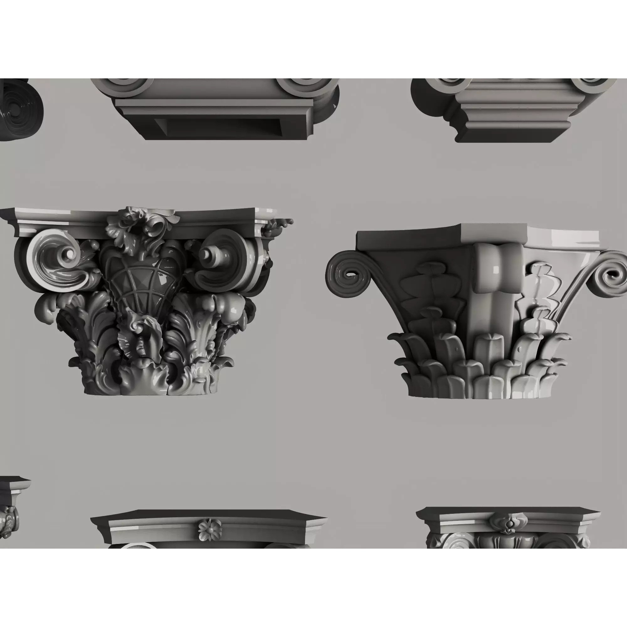 Classic Column Capital Collection - Low-Poly 3D Model - View 23