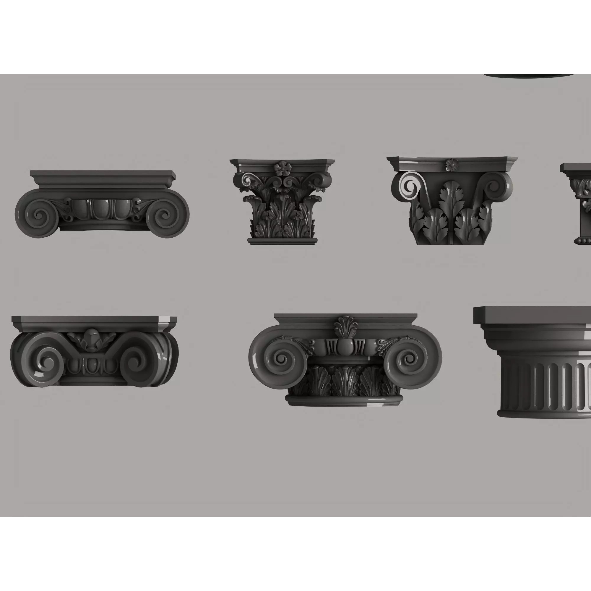 Classic Column Capital Collection - Low-Poly 3D Model - View 24