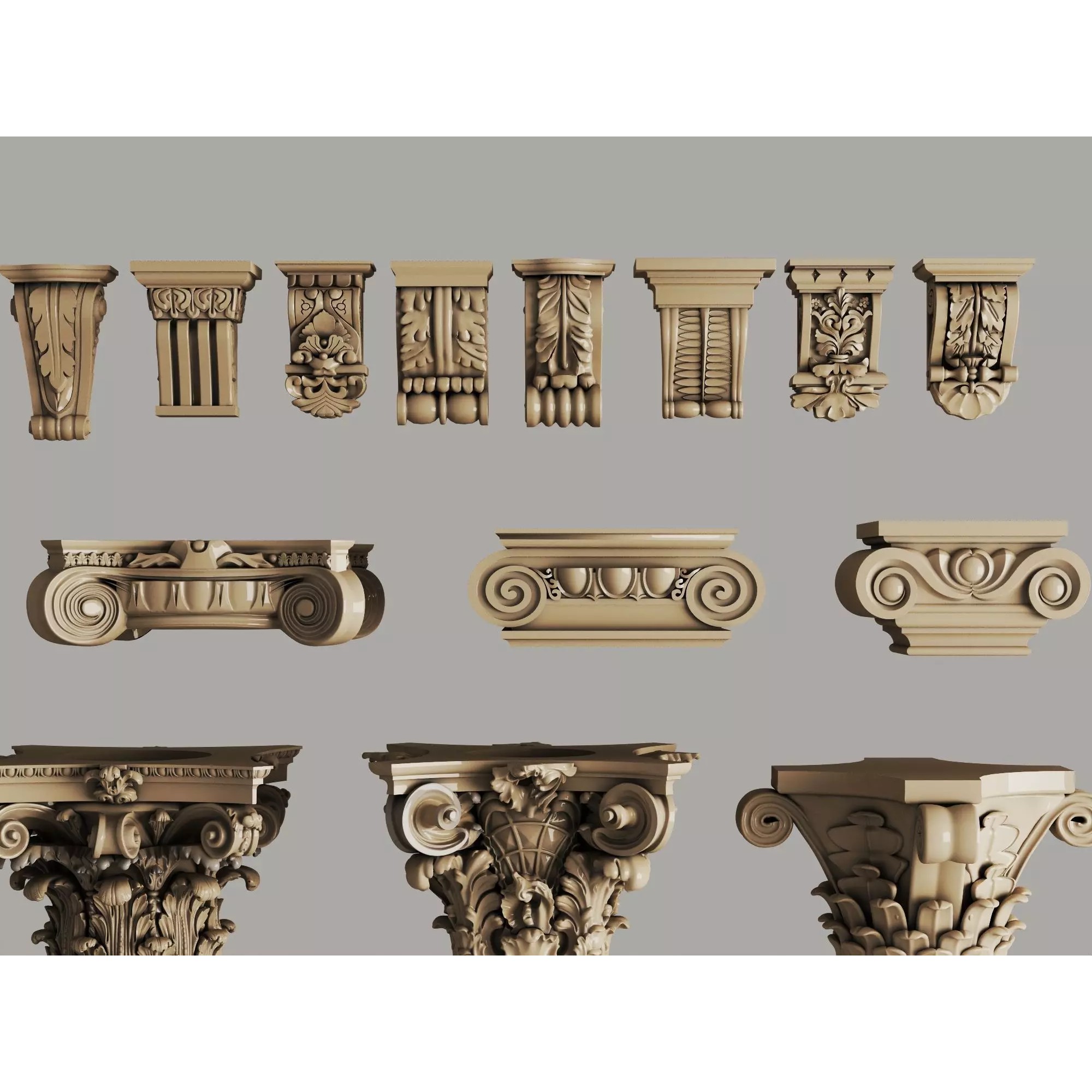 Classic Column Capital Collection - Low-Poly 3D Model - View 6