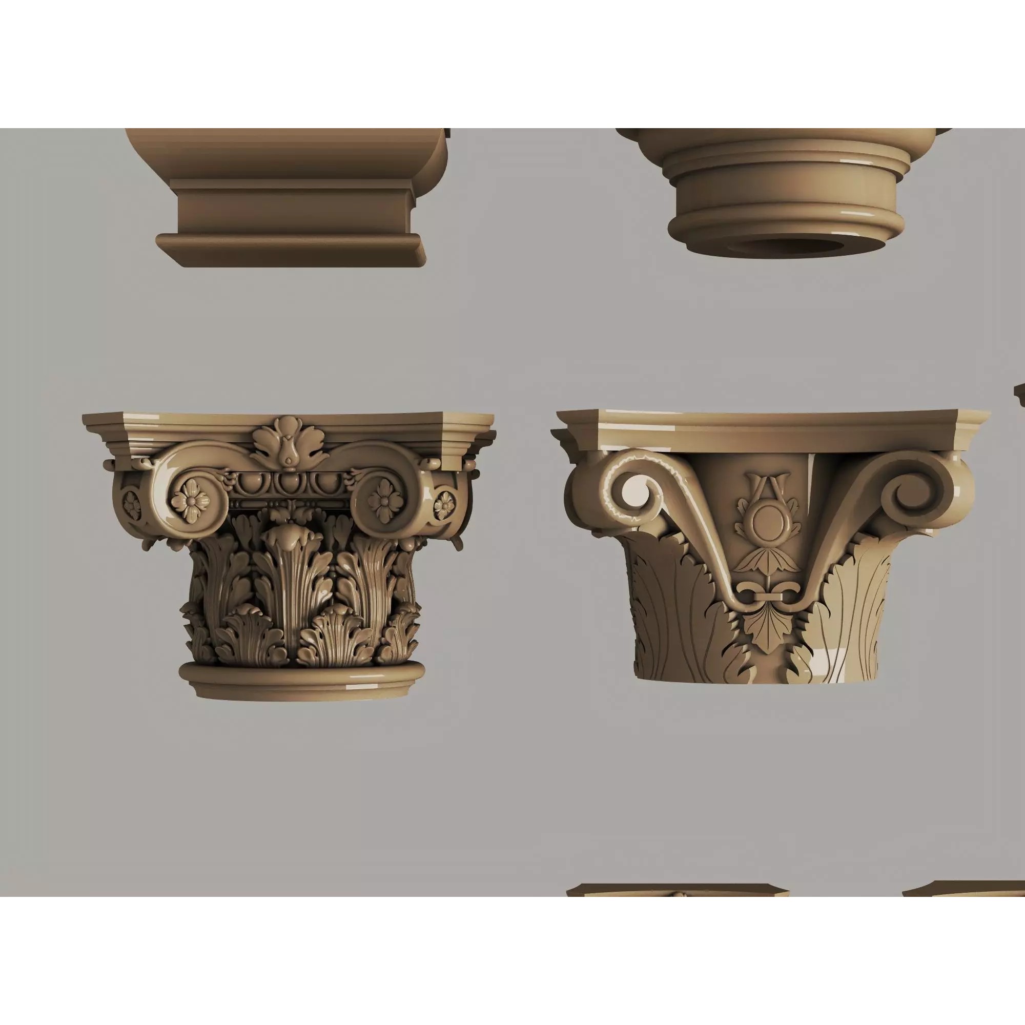 Classic Column Capital Collection - Low-Poly 3D Model - View 9