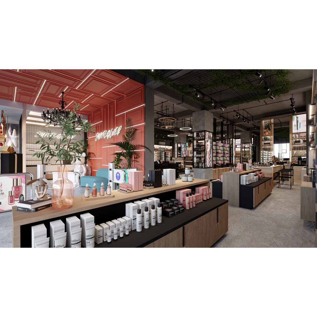 Cosmetic Store Scene 3D Model – PBR Interior Asset, Blender, FBX, OBJ - View 3