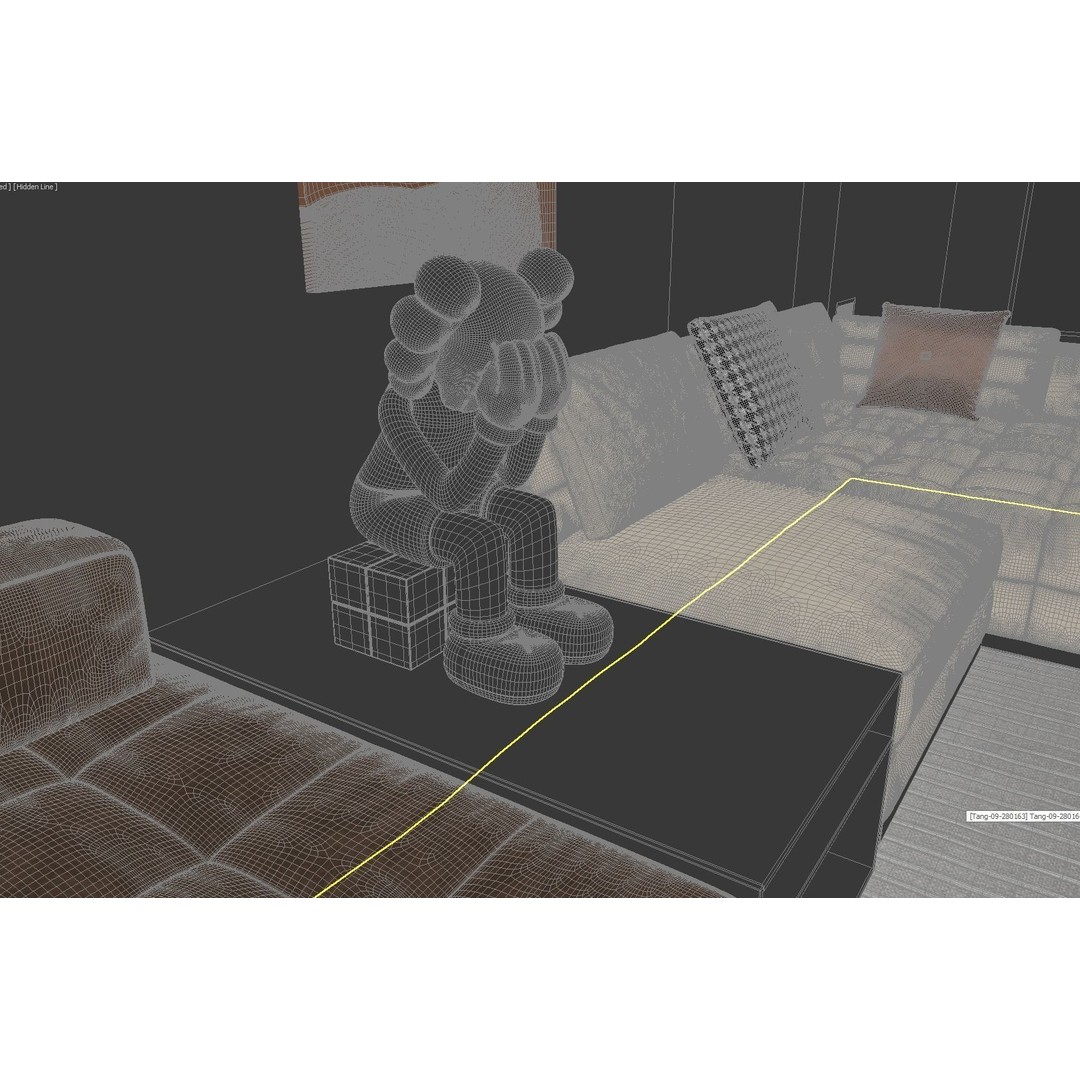 Living Room Interior Scene 3D Model – Modern Design with Textures, FBX - View 11