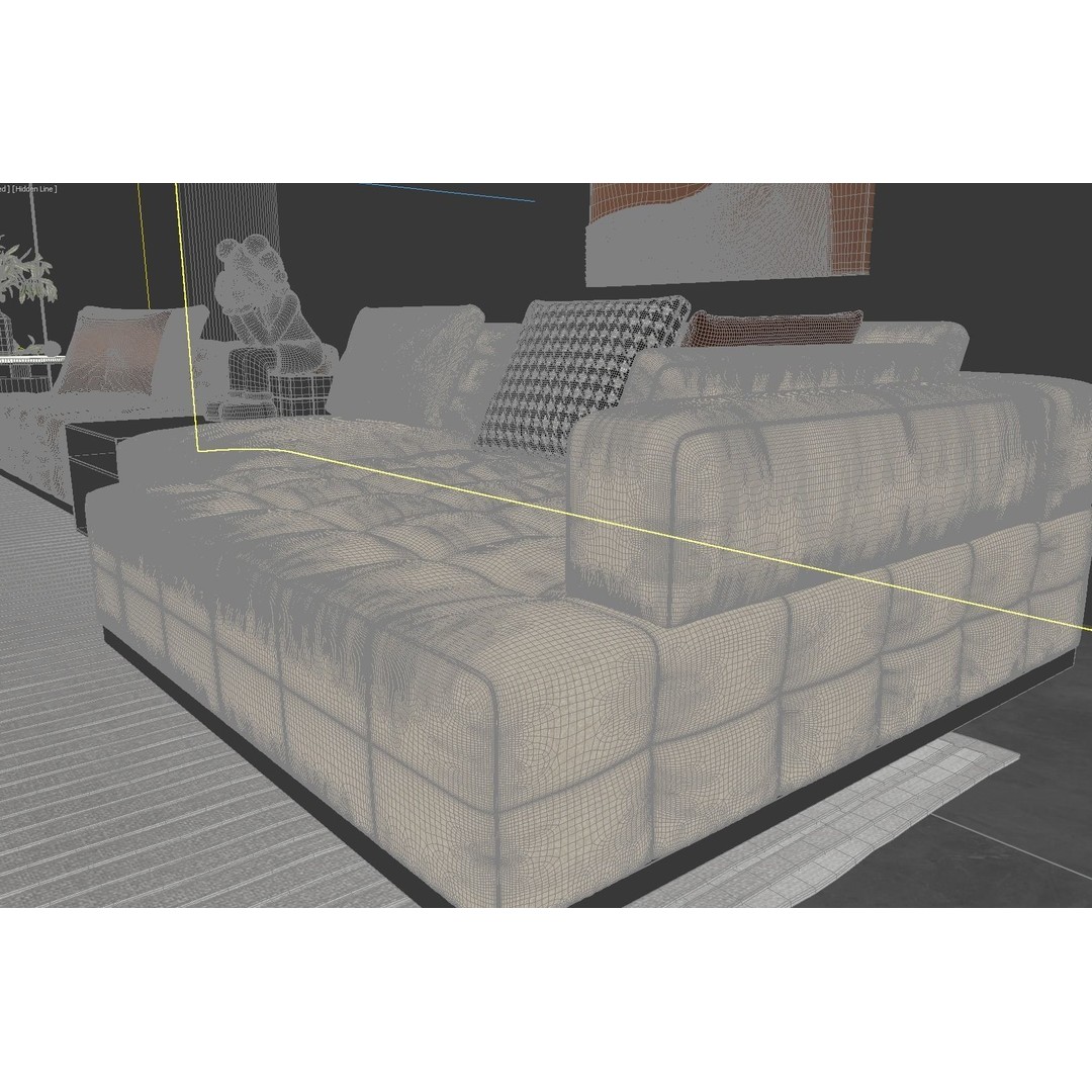 Living Room Interior Scene 3D Model – Modern Design with Textures, FBX - View 12