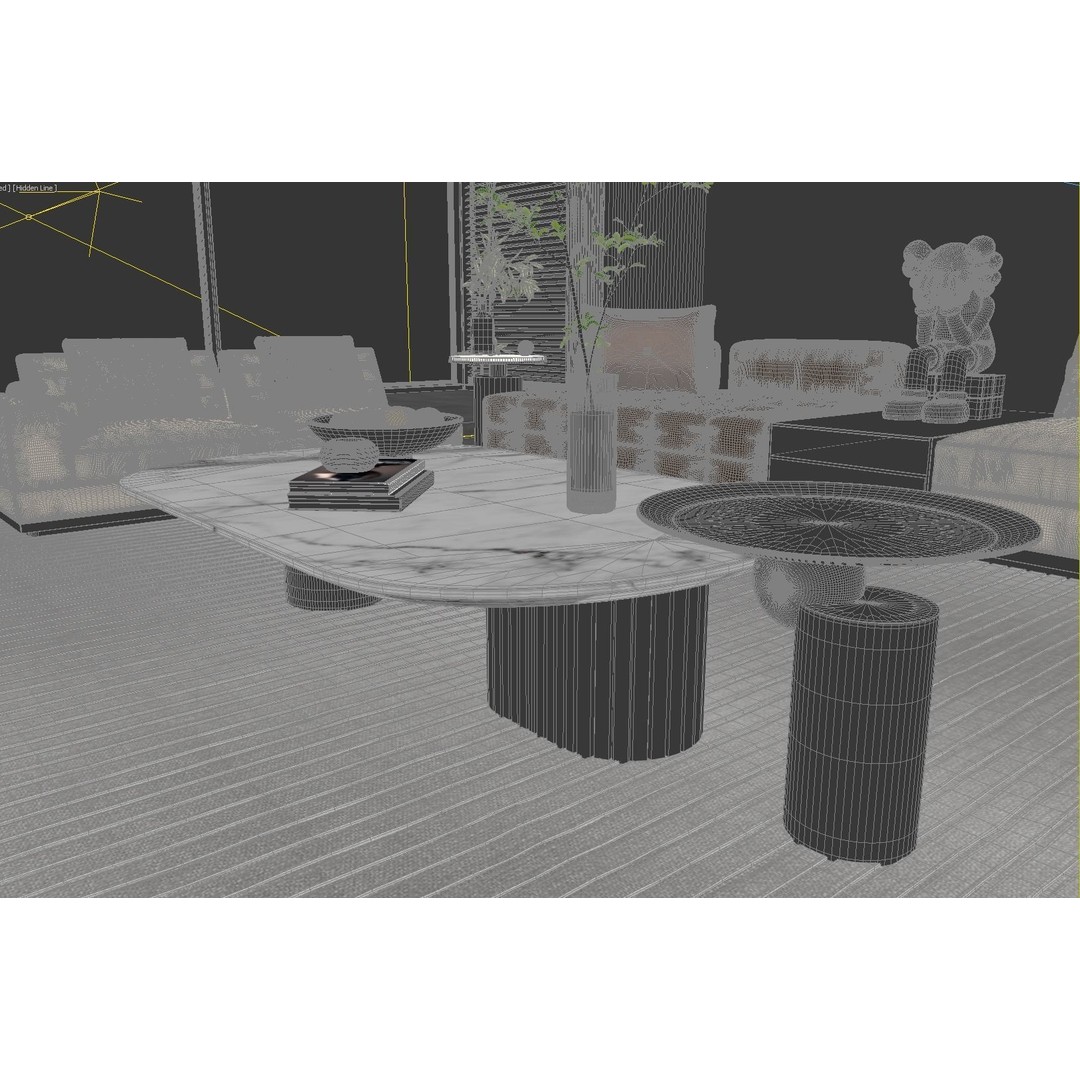 Living Room Interior Scene 3D Model – Modern Design with Textures, FBX - View 13