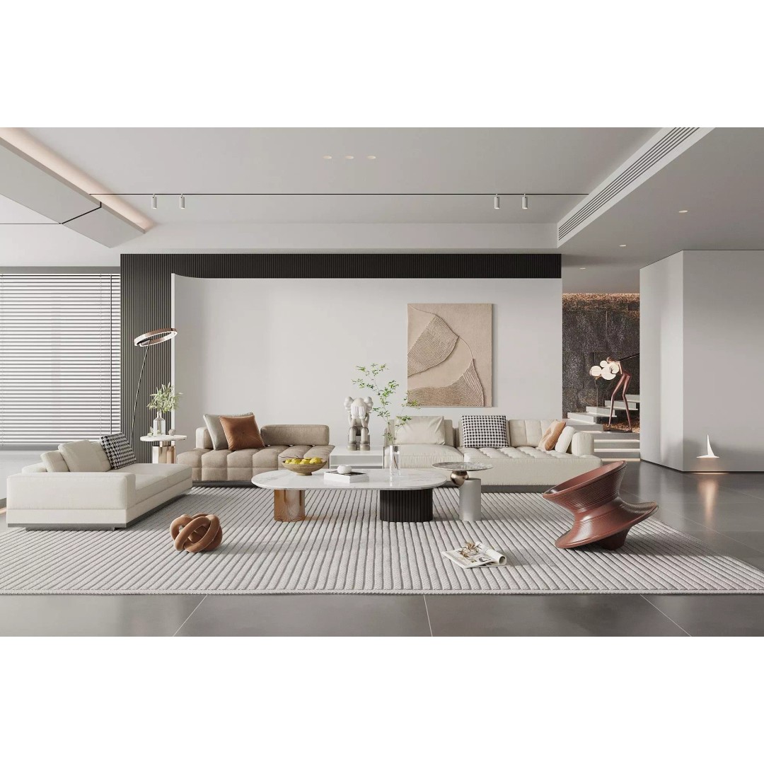 Living Room Interior Scene 3D Model – Modern Design with Textures, FBX - View 2