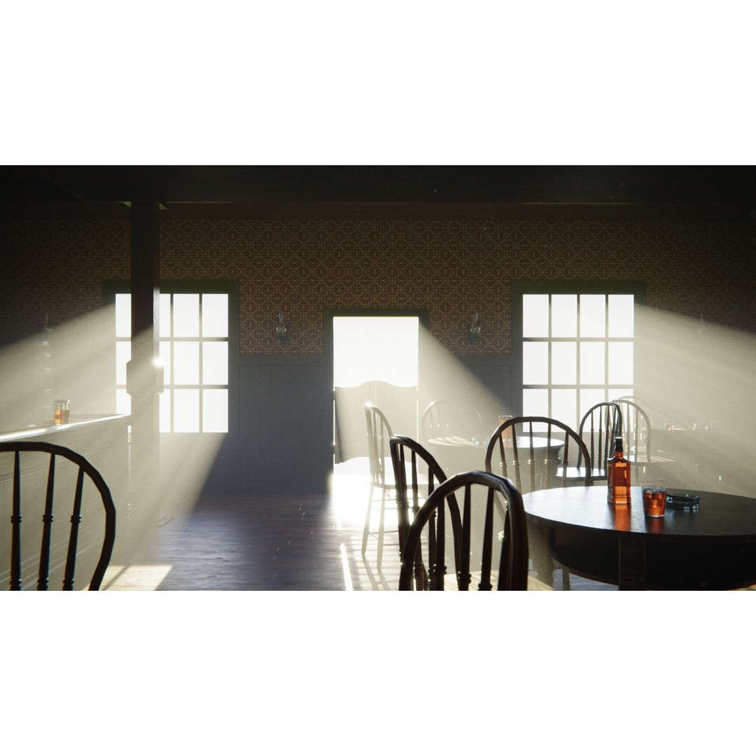 Western Saloon Interior 3D Model – Game Ready Scene with PBR Textures, Blender, FBX, OBJ - View 13