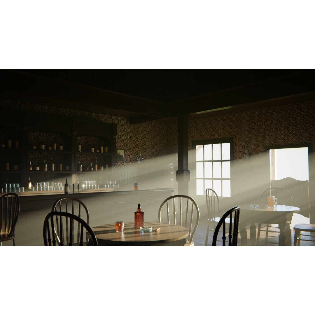 Western Saloon Interior 3D Model – Game Ready Scene with PBR Textures, Blender, FBX, OBJ - View 14